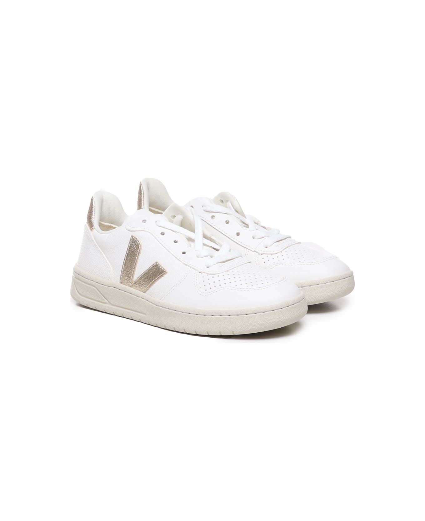Veja V-10 Sneakers - White, gold
