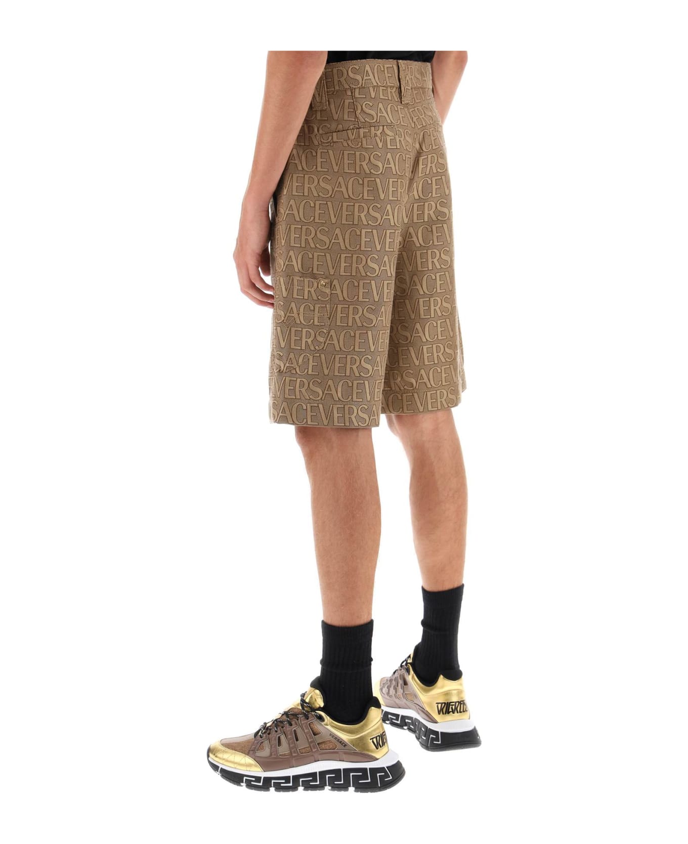 Versace Allover Shorts - BROWN BEIGE (Brown)