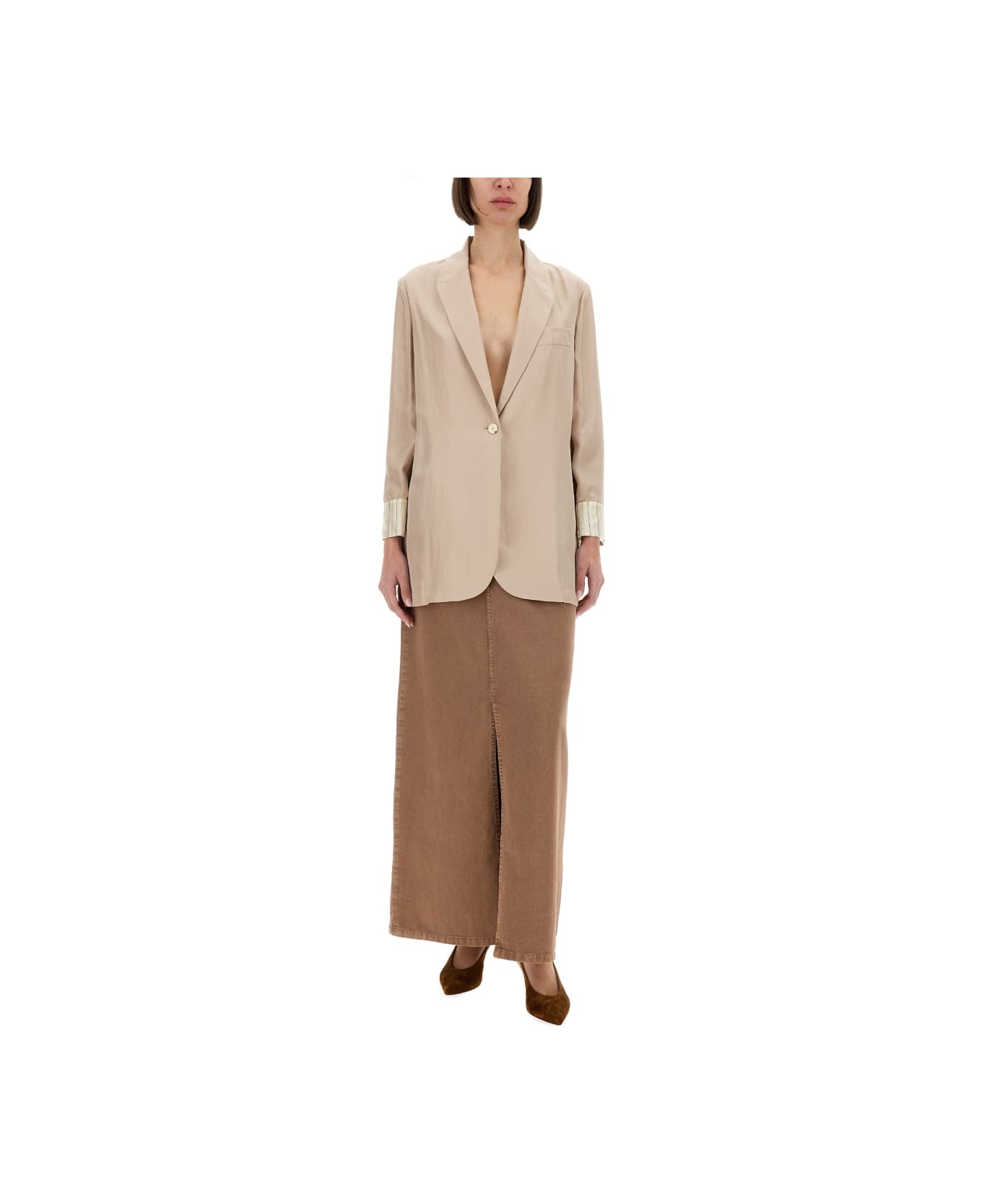Alysi Silk Blazer - POWDER