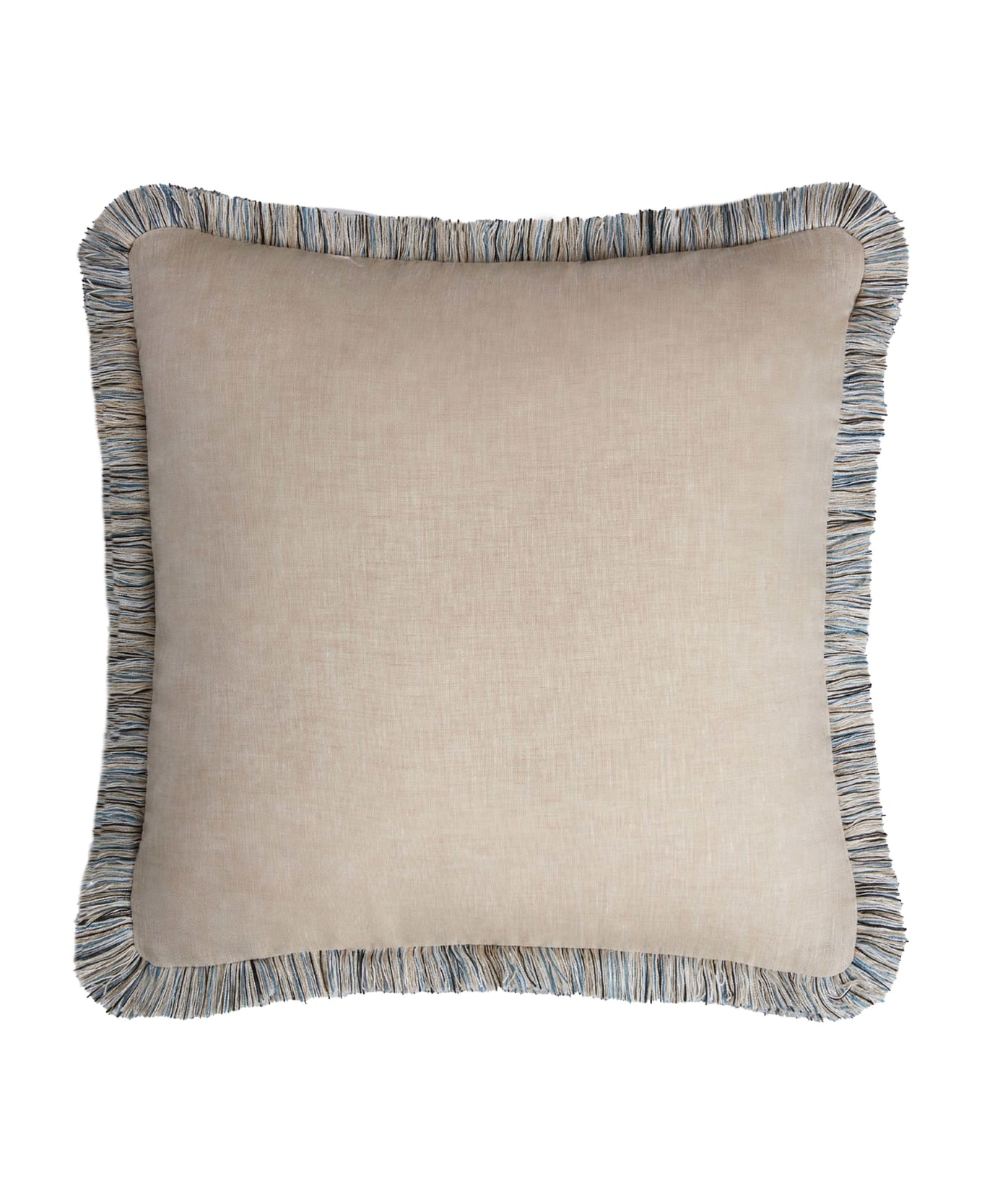 Lo Decor Capri Linen Pillow - Beige - Multicolour Fringes