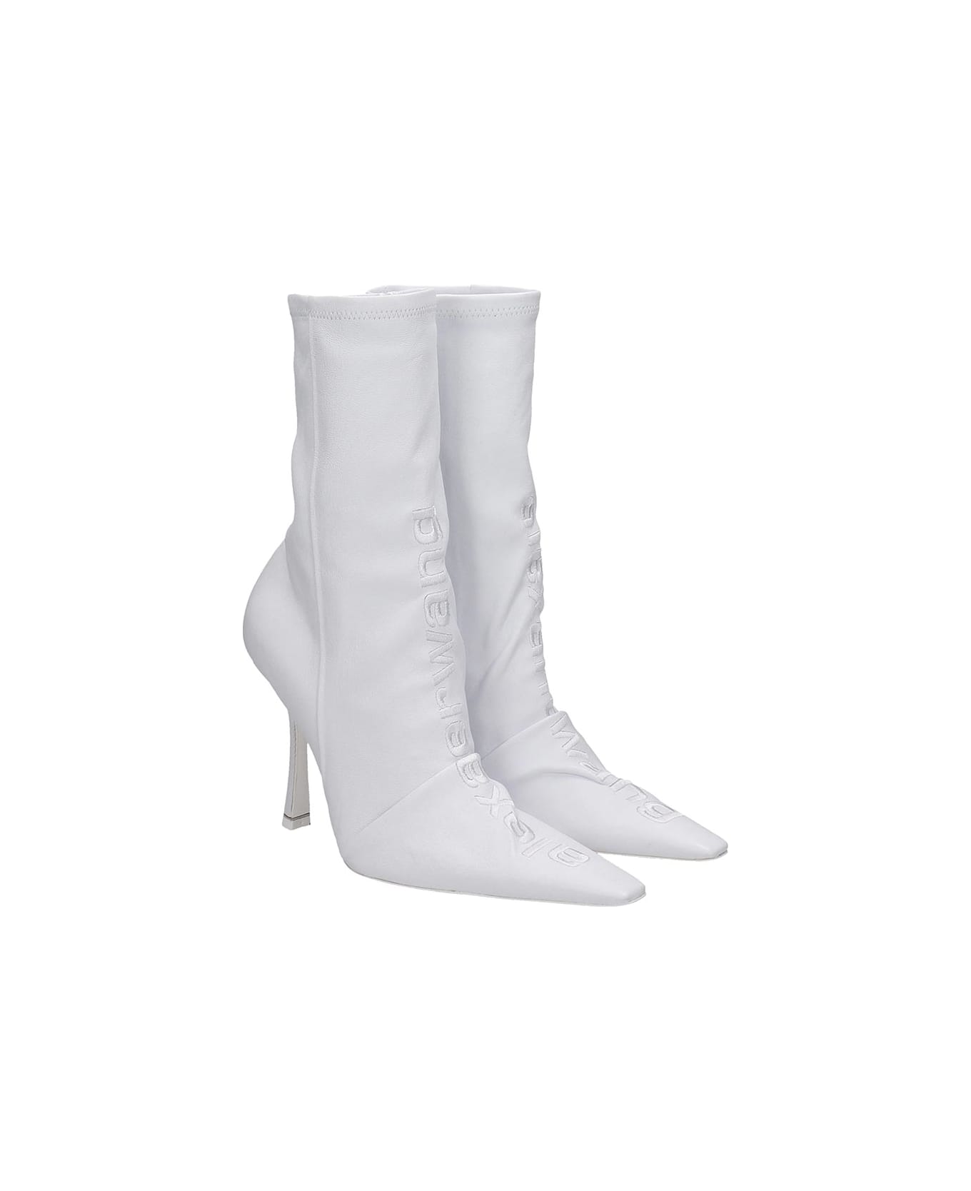 Alexander Wang Vanna High Heels Ankle Boots In White Leather - white