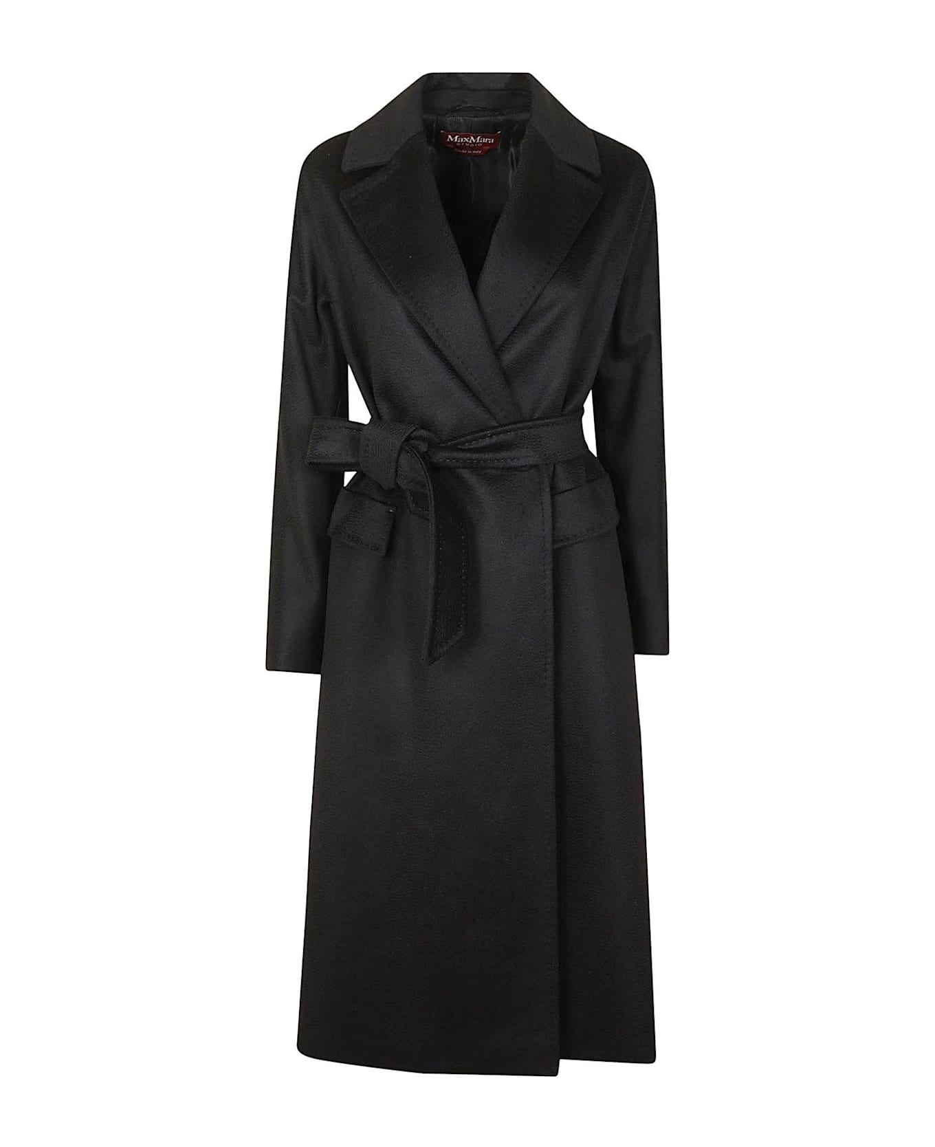 Max Mara Studio Brado Belted Long-sleeved Coat - Nero