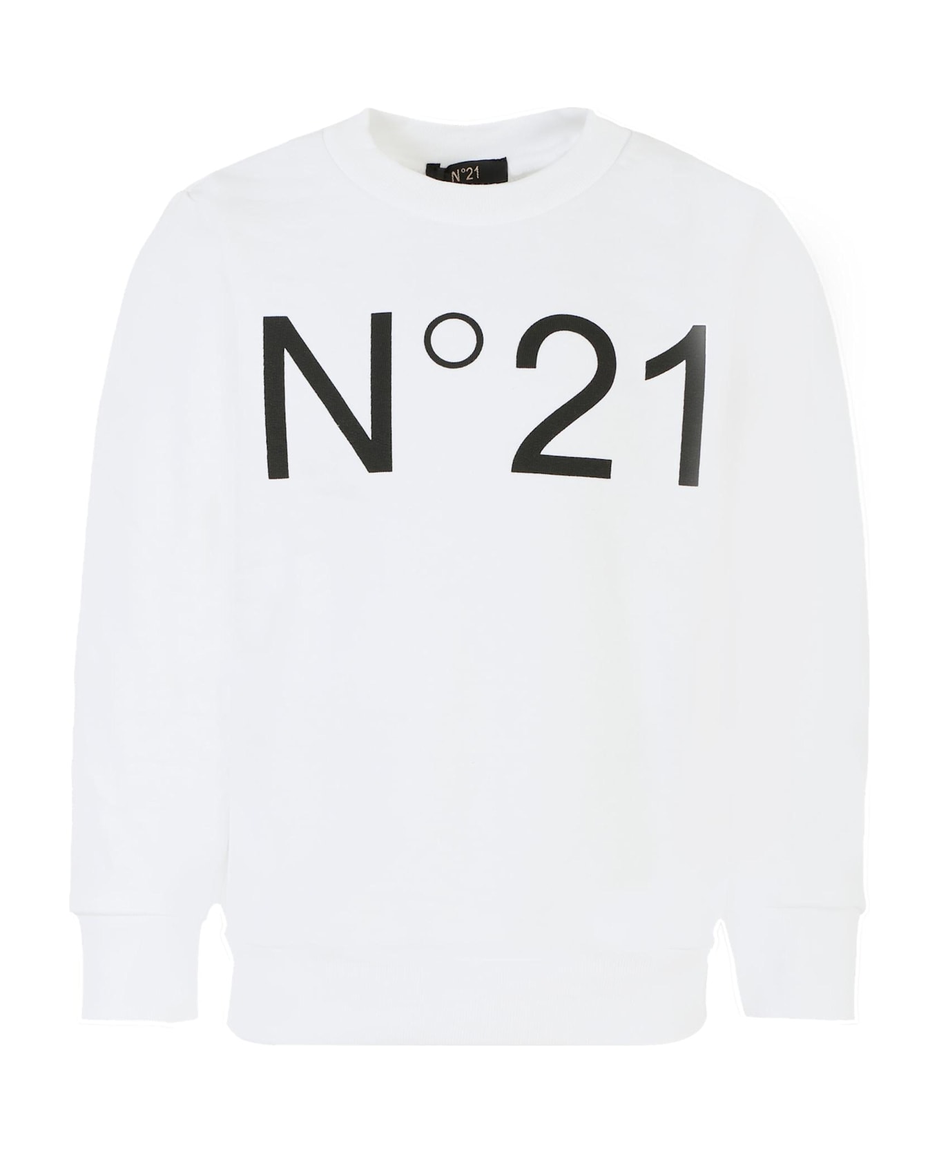 N.21 White Sweatshirt For Girl With Logo - White