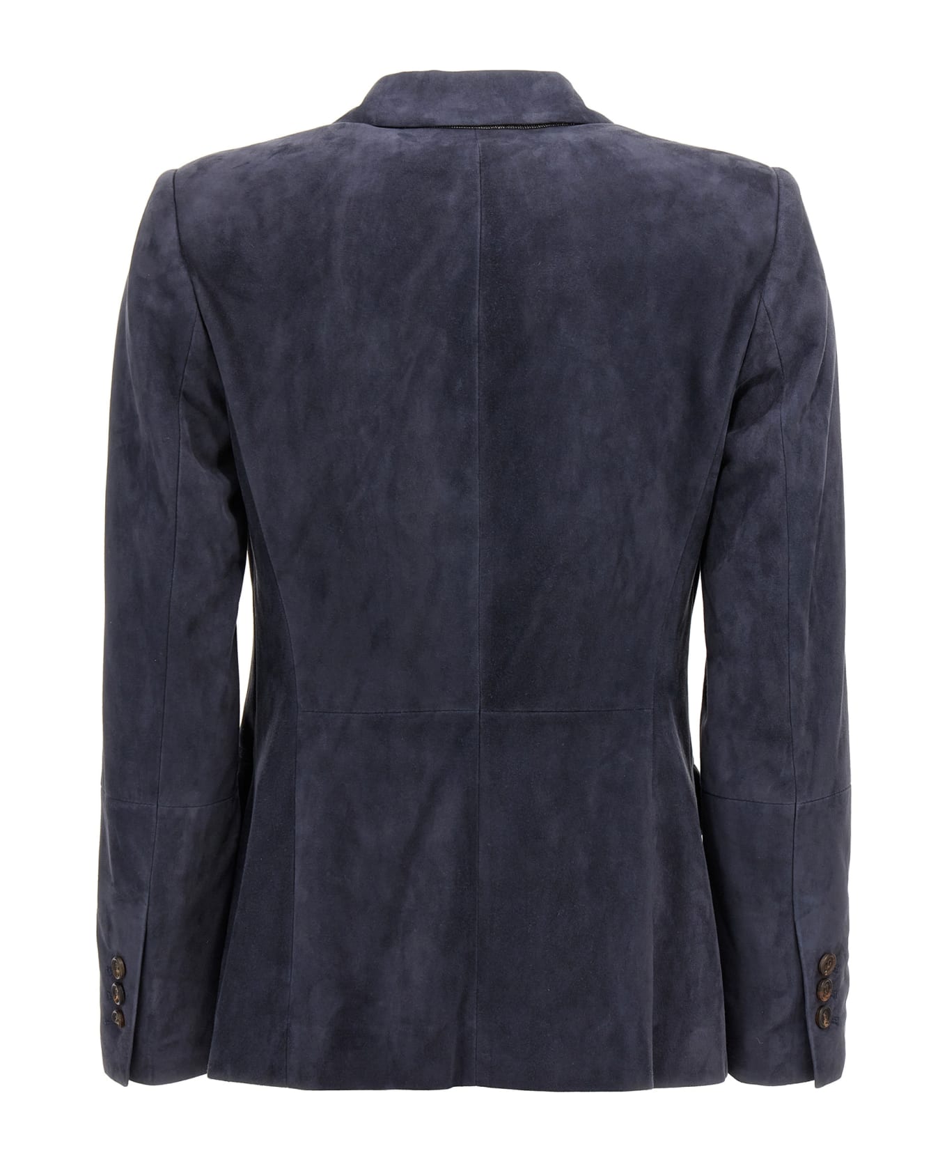 Brunello Cucinelli Suede Single-breasted Blazer - Blue