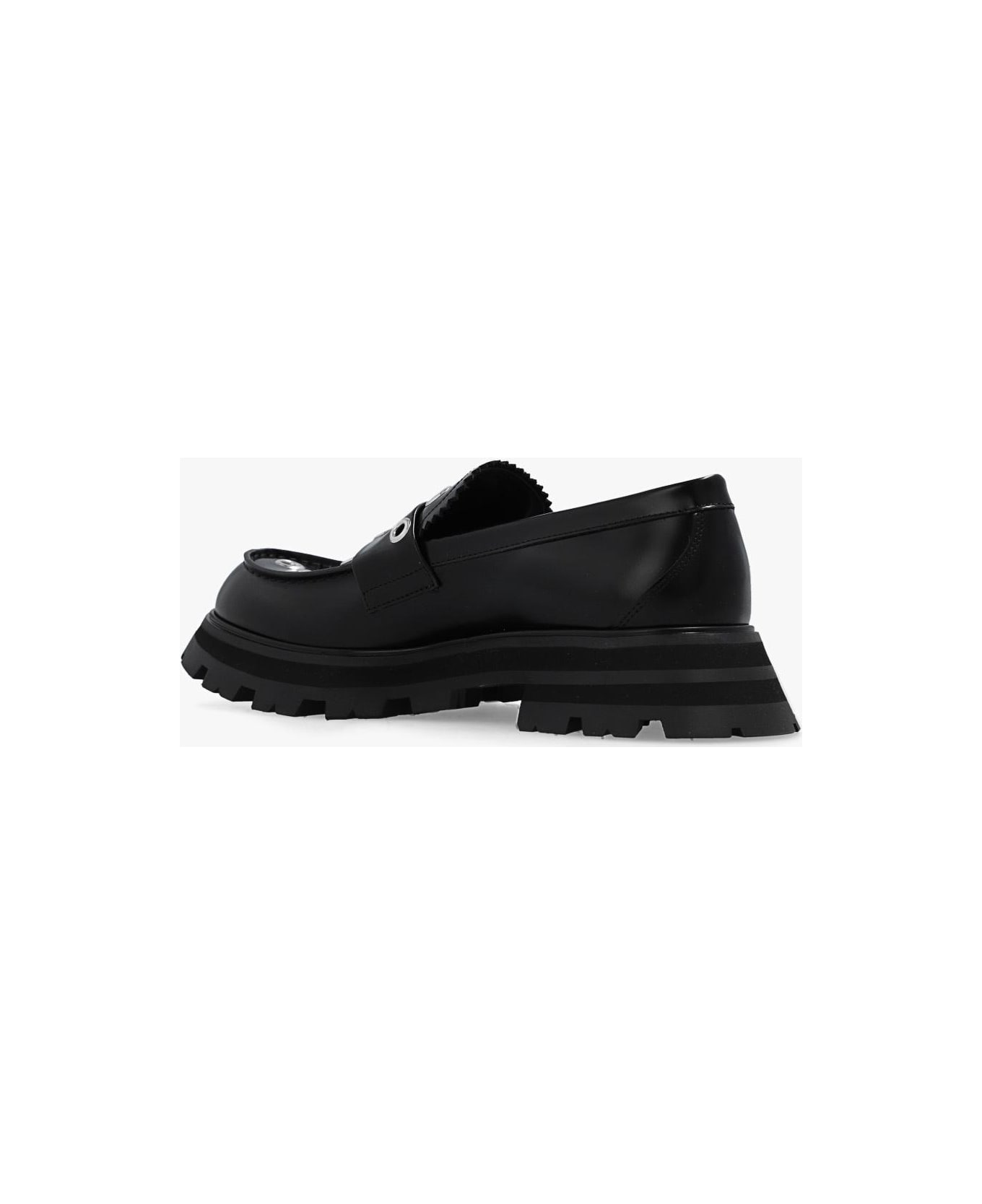 Alexander McQueen Studded Leather Shoes - Black フラットシューズ