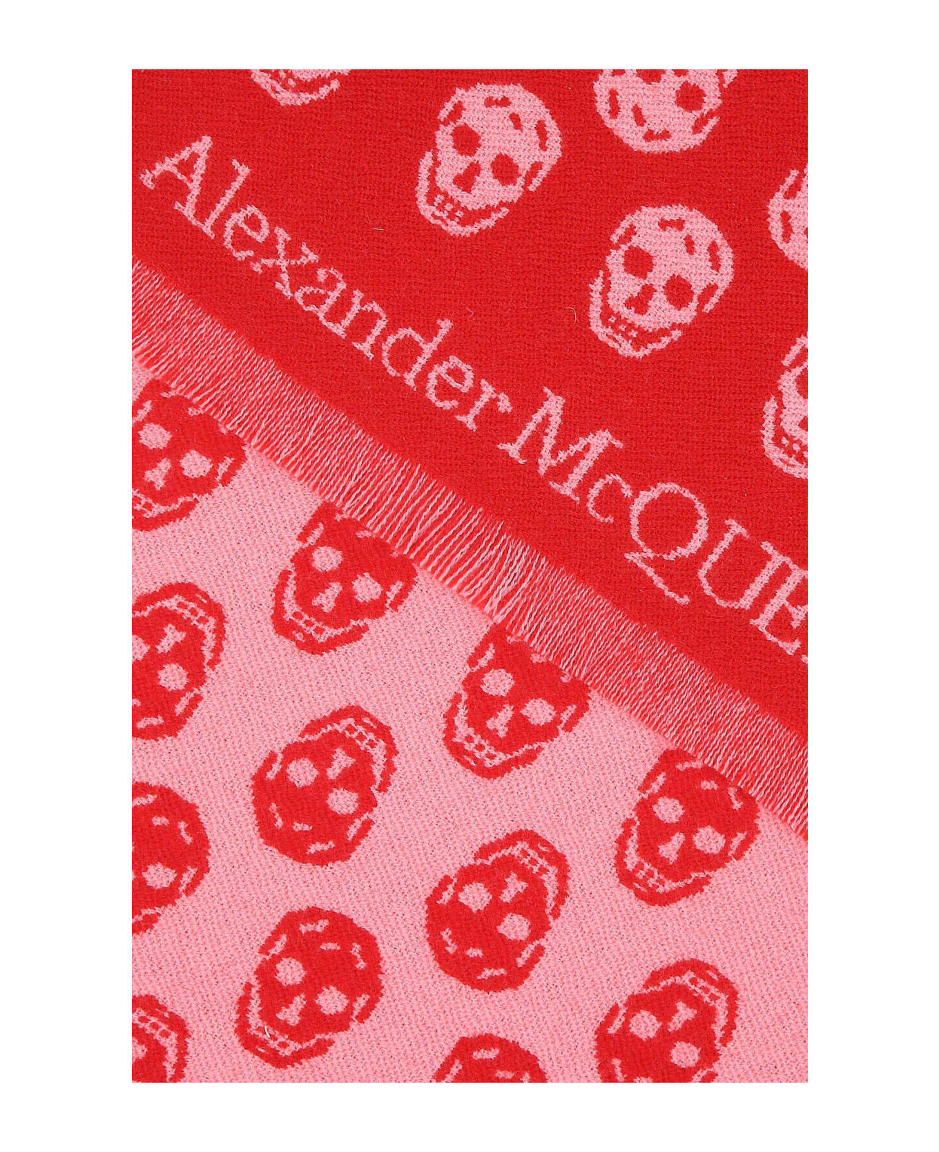 Alexander McQueen Embroidered Wool Scarf - Rosso