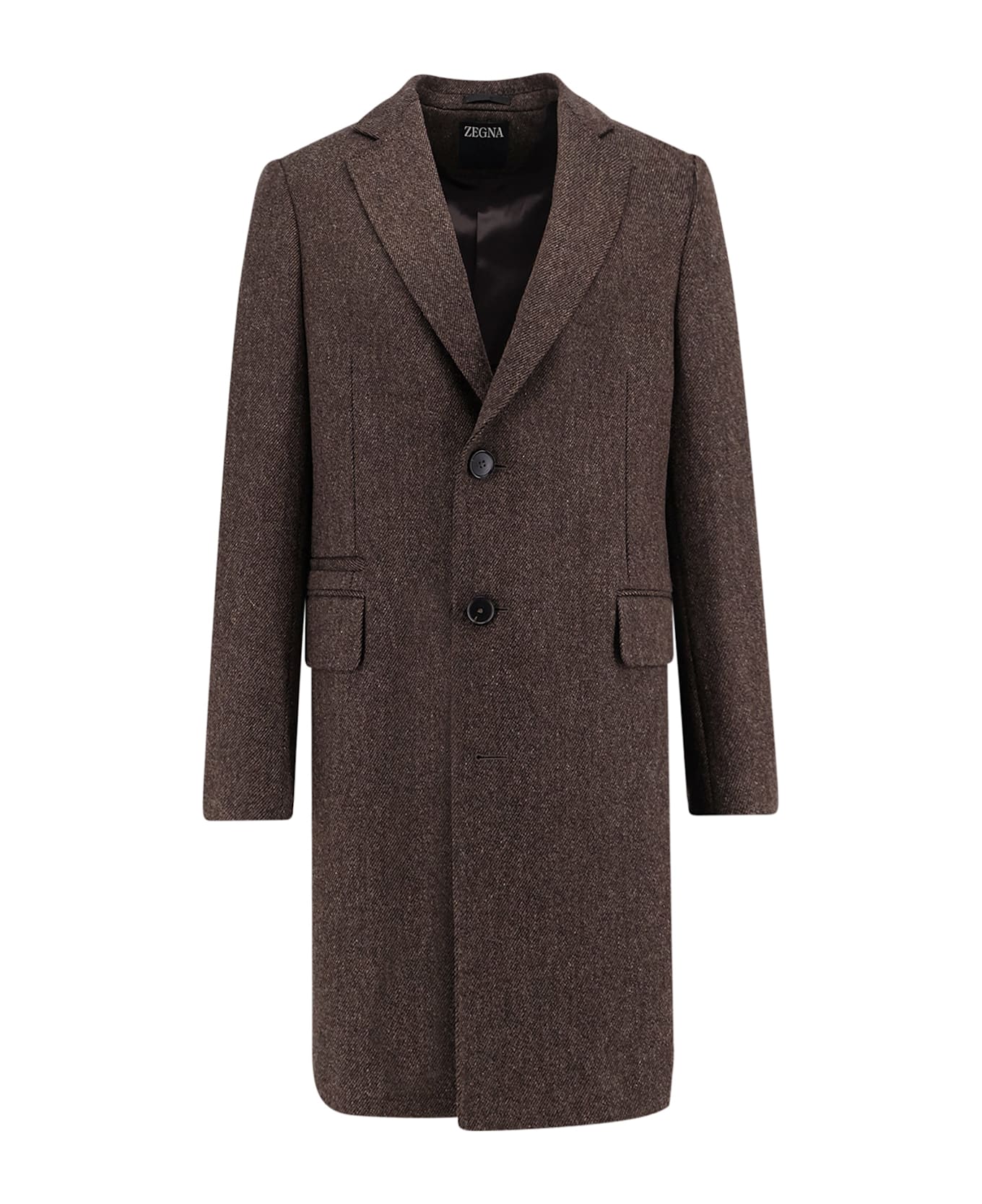 Zegna Single-breasted Wool Coat - Brown