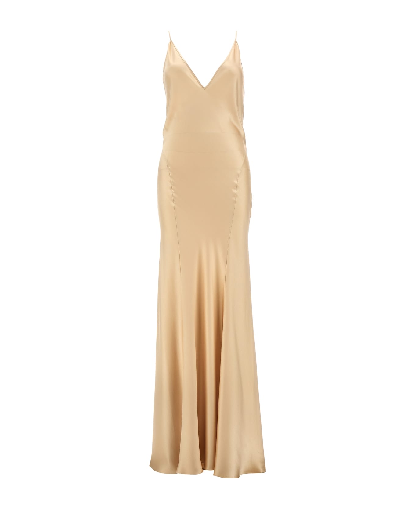 Saint Laurent Satin Silk Dress - Beige