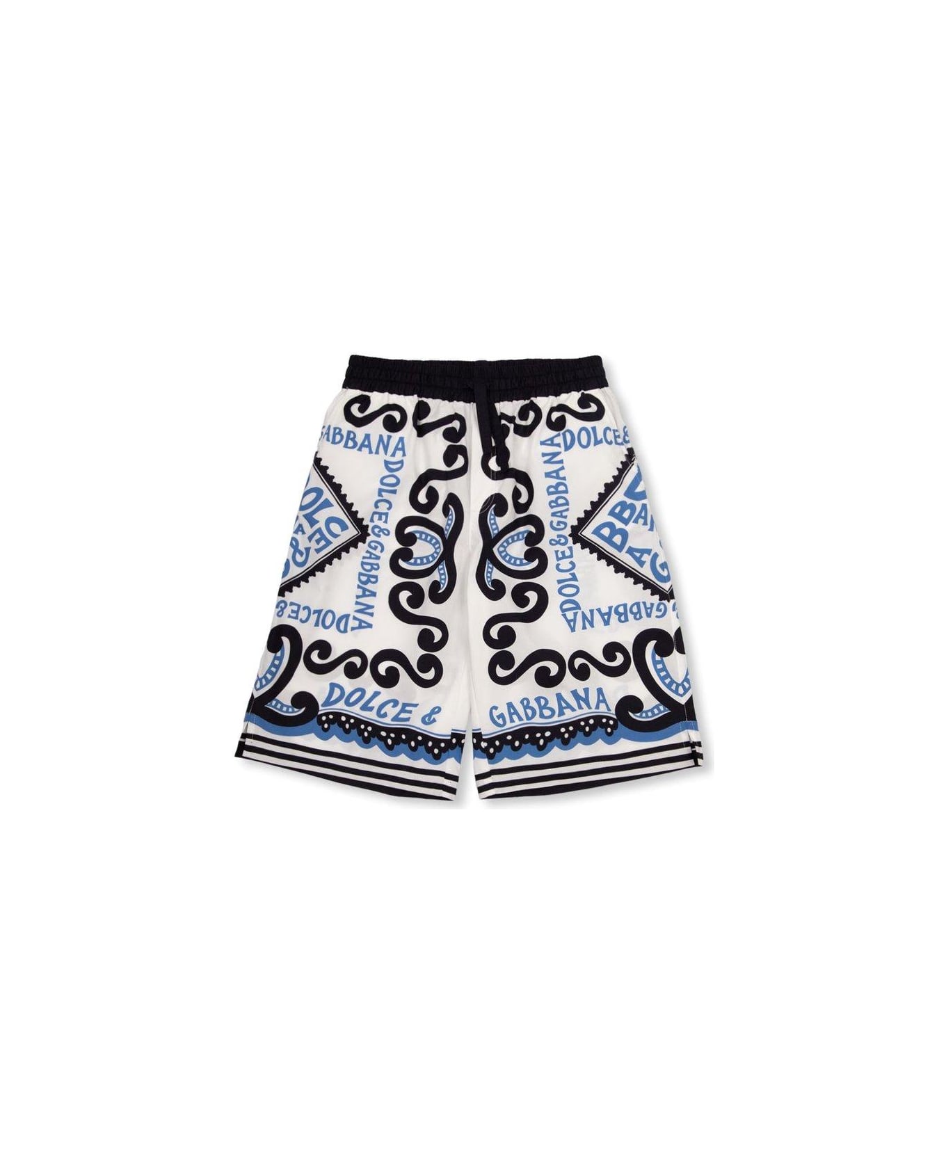 Dolce item & Gabbana Marina-printed Drawstring Poplin Shorts - Celeste