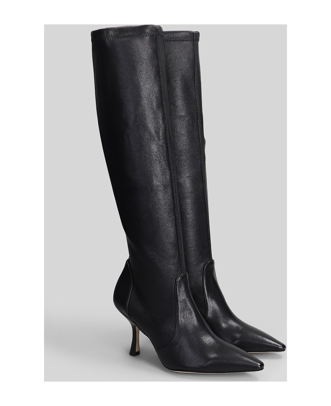 Stuart Weitzman Naomi 75 High Heels Boots In Black Leather - black