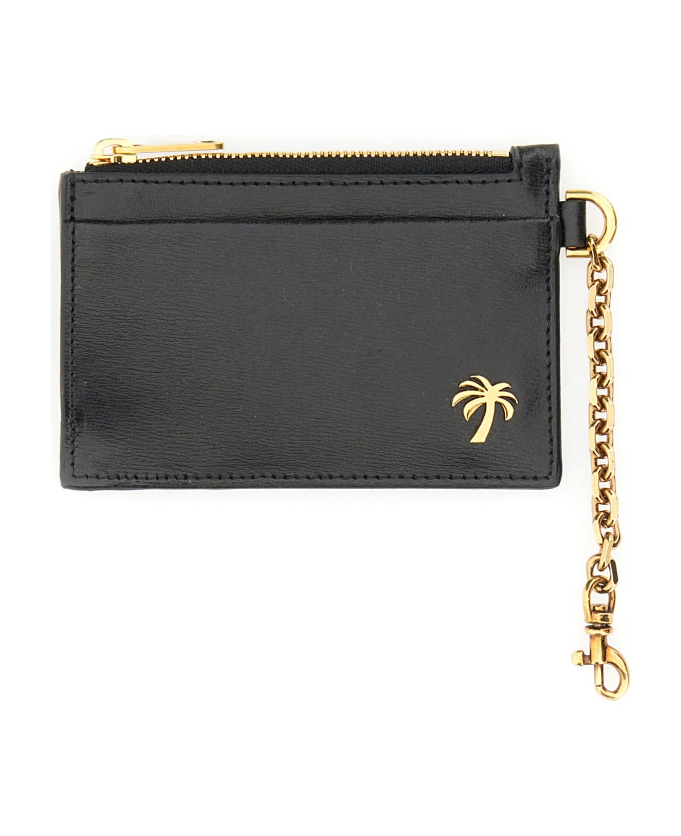 Palm Angels Card Holder With Chain 'palm Beach' - Nero/oro 財布