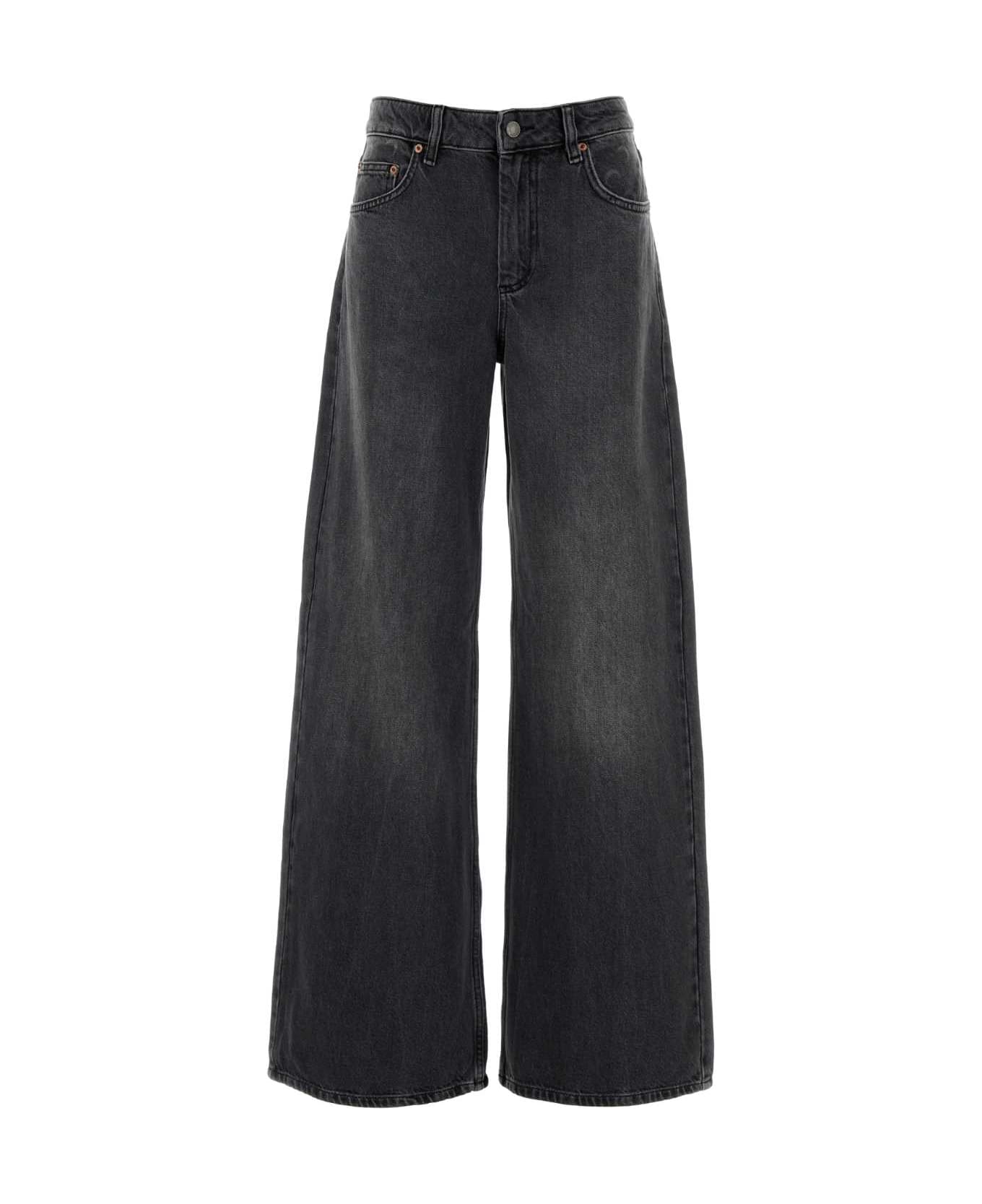 Marine Serre Black Denim Wide-leg Jeans - Grigio