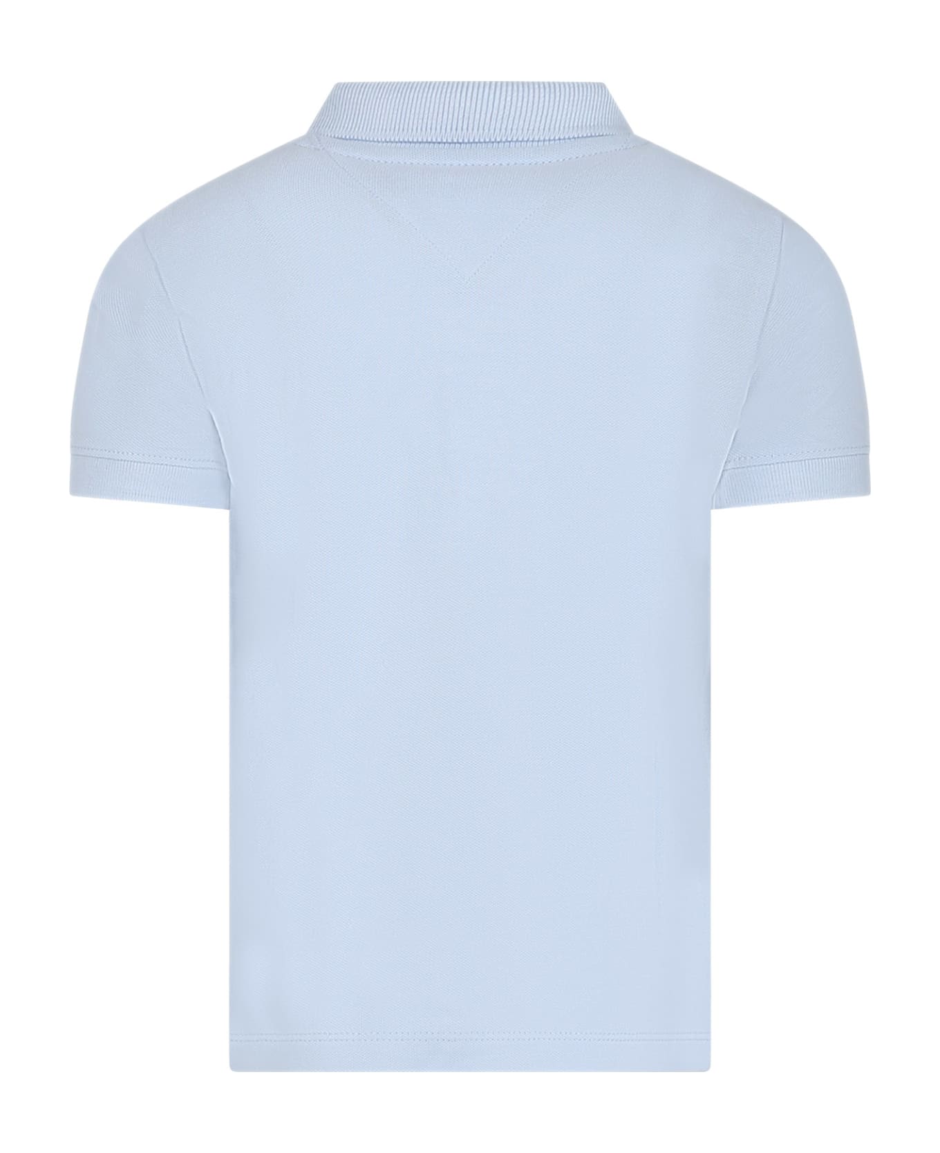 Tommy Hilfiger Sky Blue Polo Shirt For Boy With Logo - Light Blue Tシャツ＆ポロシャツ