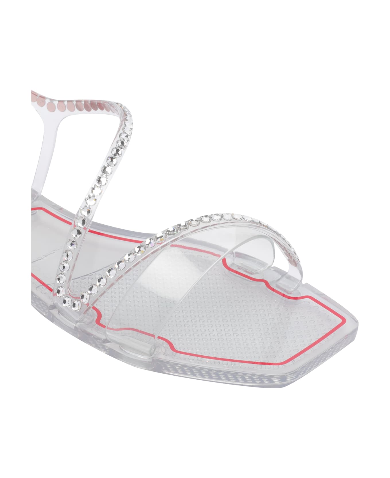 Menghi Rubber Flat Sandals - Silver