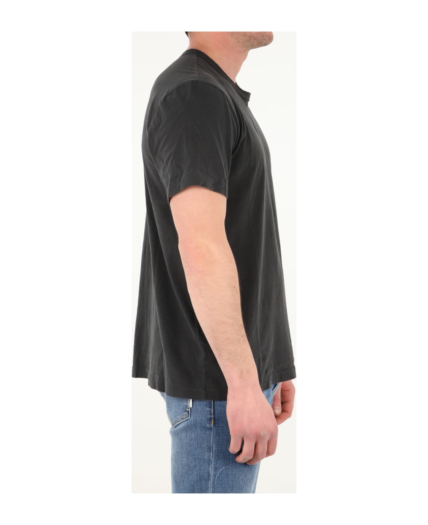 James Perse Lead Grey Cotton T-shirt - BLACK