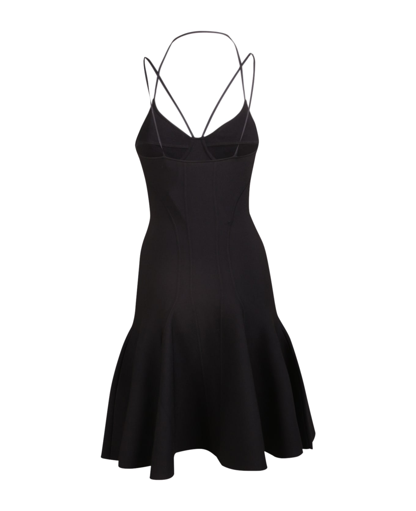 Alexander McQueen Fluted Mini Dress - Black