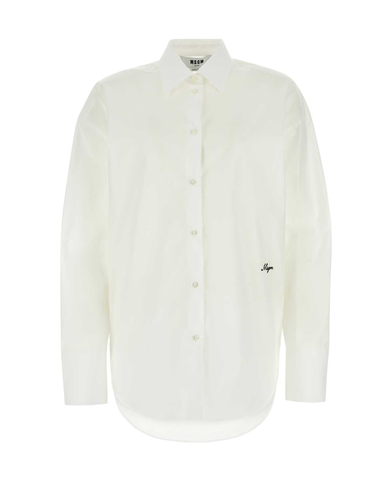 MSGM White Poplin Shirt - WHITE01