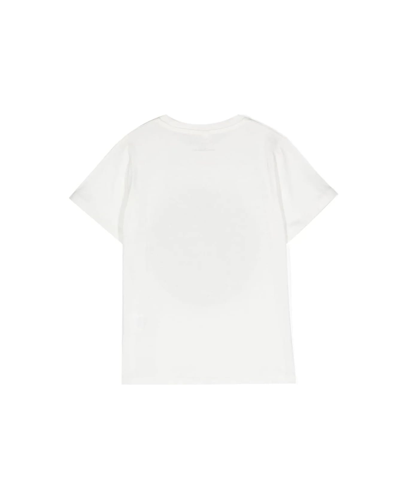 Stella McCartney Kids White T-shirt With Metallic Logo Disc - White