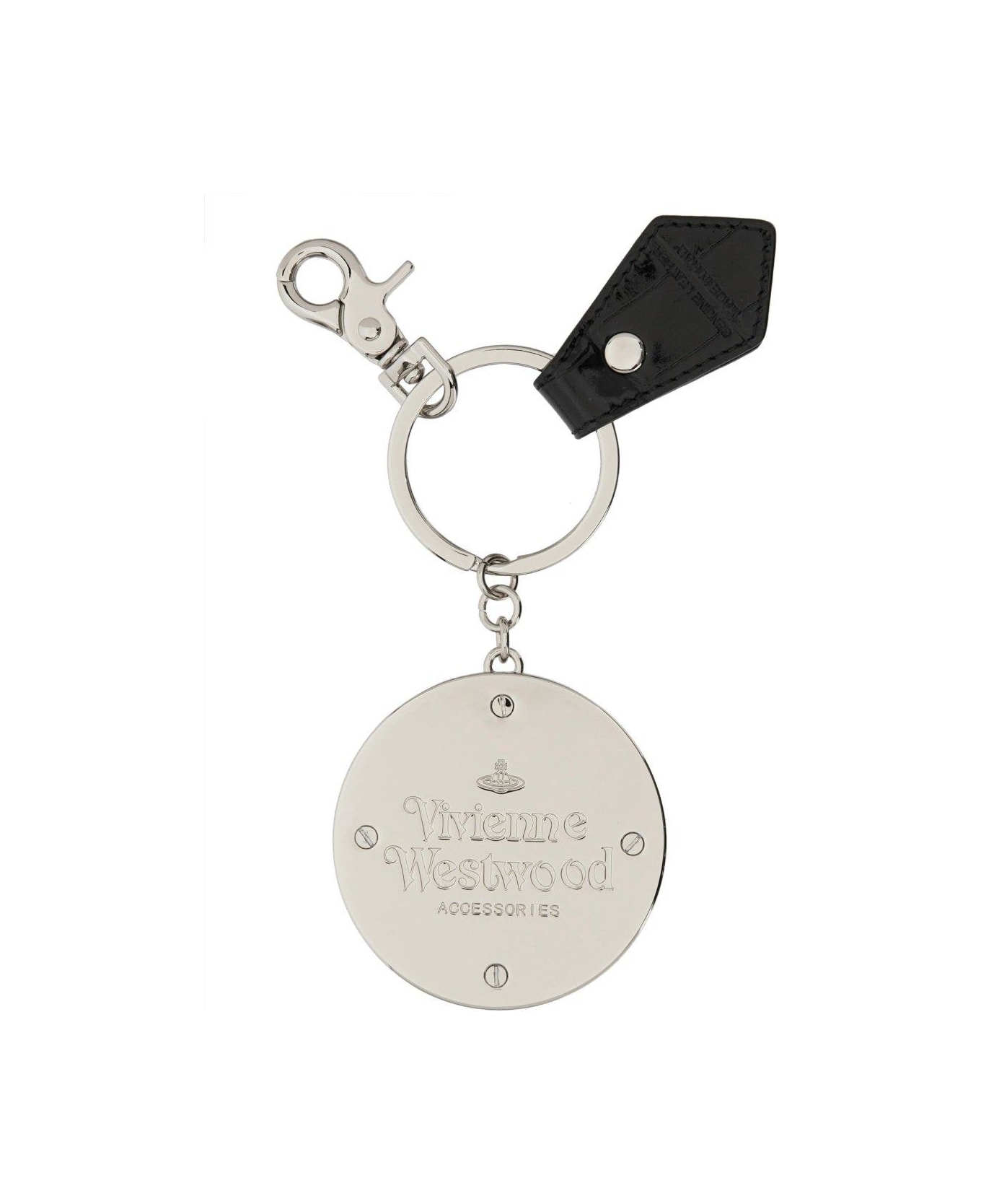Vivienne Westwood Logo Patch Embossed Keyring - BLACK