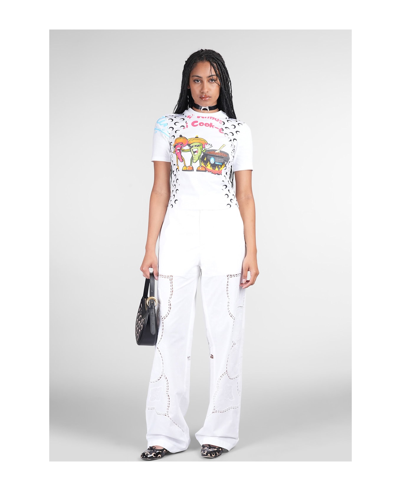 Marine Serre Pants In White Cotton - white