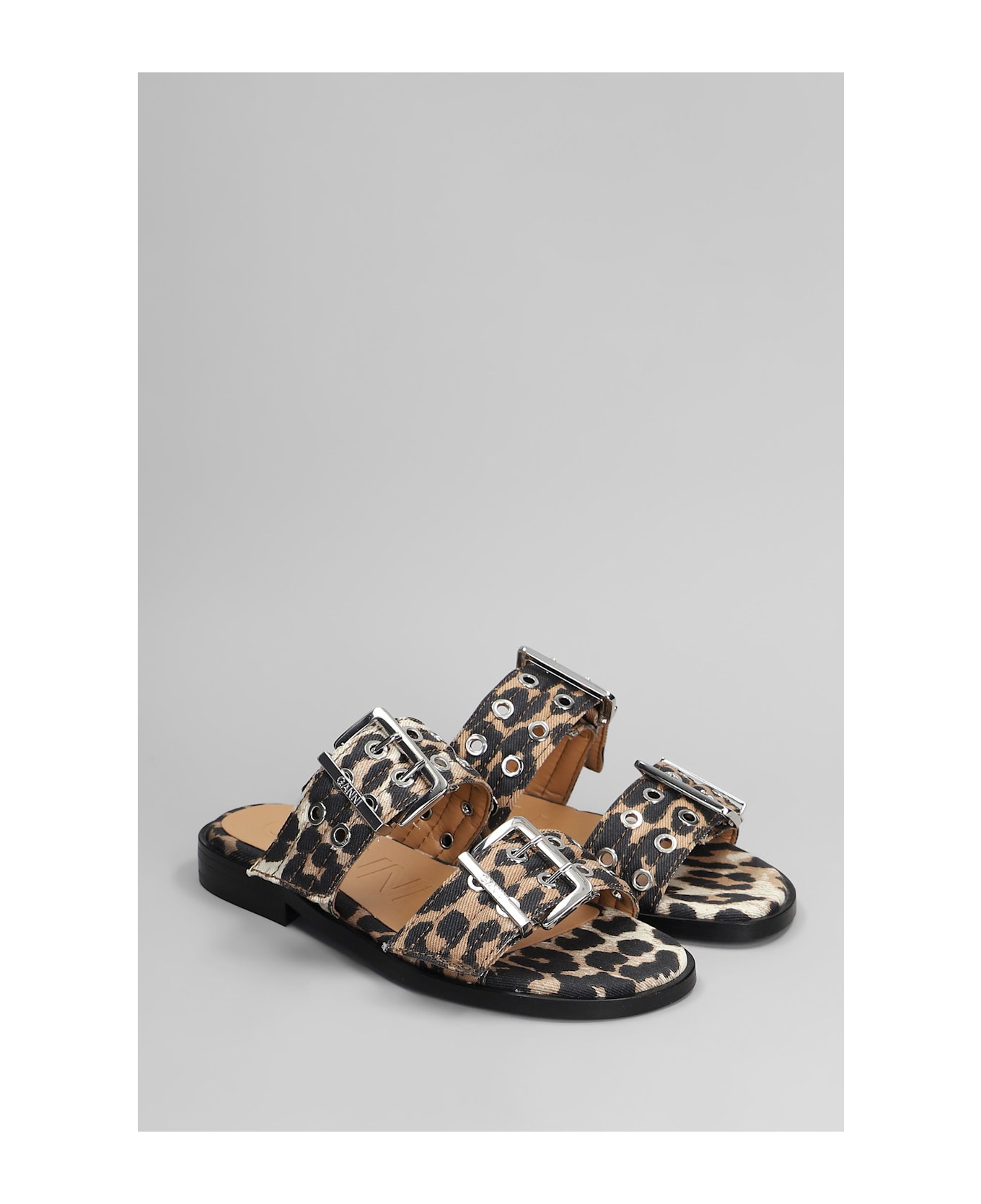 Ganni Flats In Animalier Cotton - Animalier