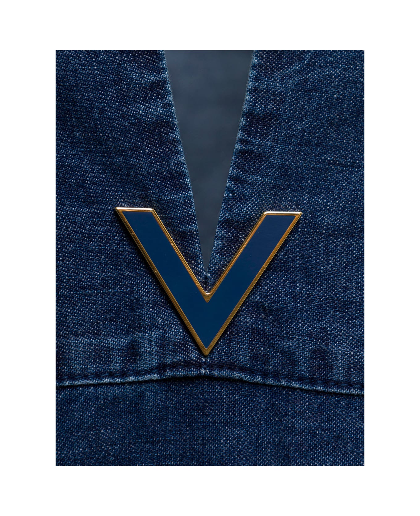 Valentino Kaftan Blue Denim Dress With Vlogo Valentino Woman - Blu