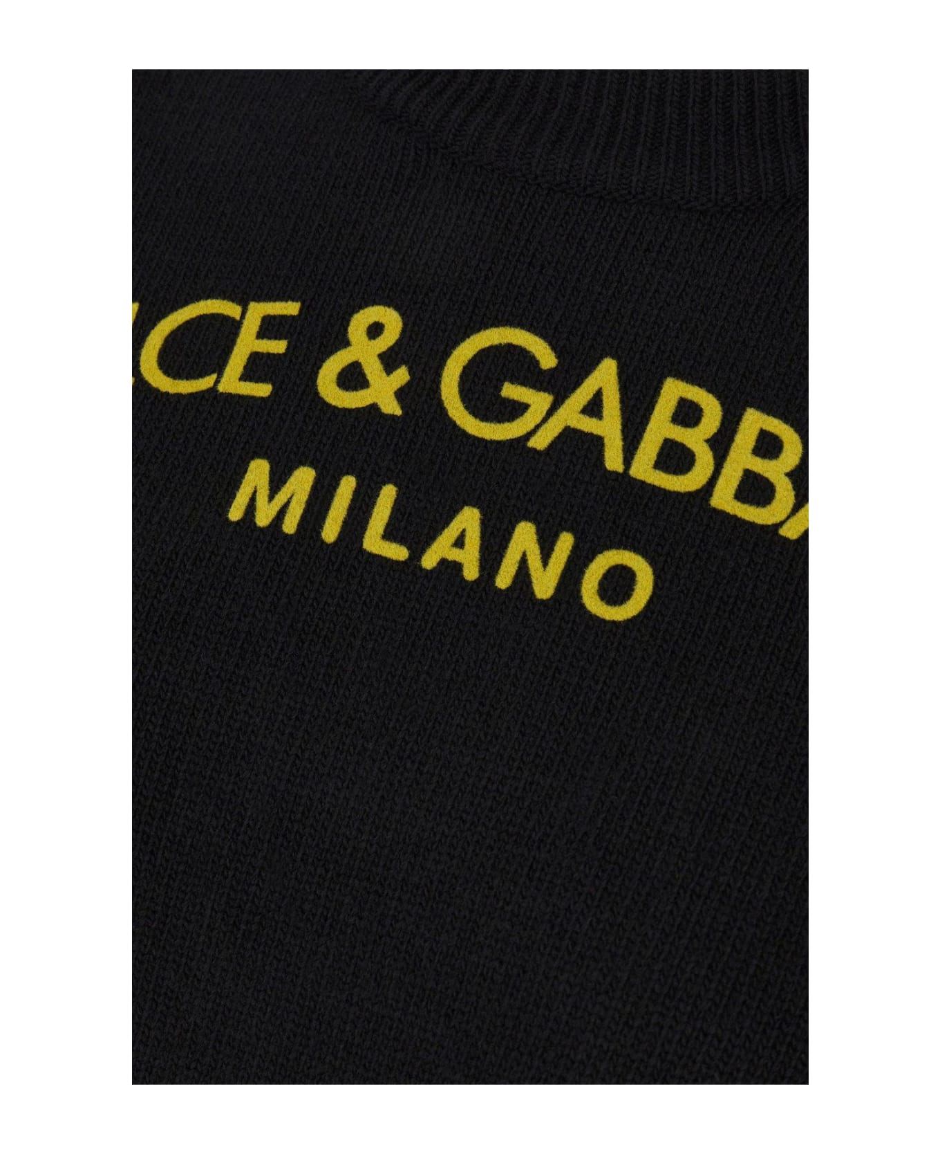Dolce & Gabbana Logo Printed Knit Jumper - Nero Giallo