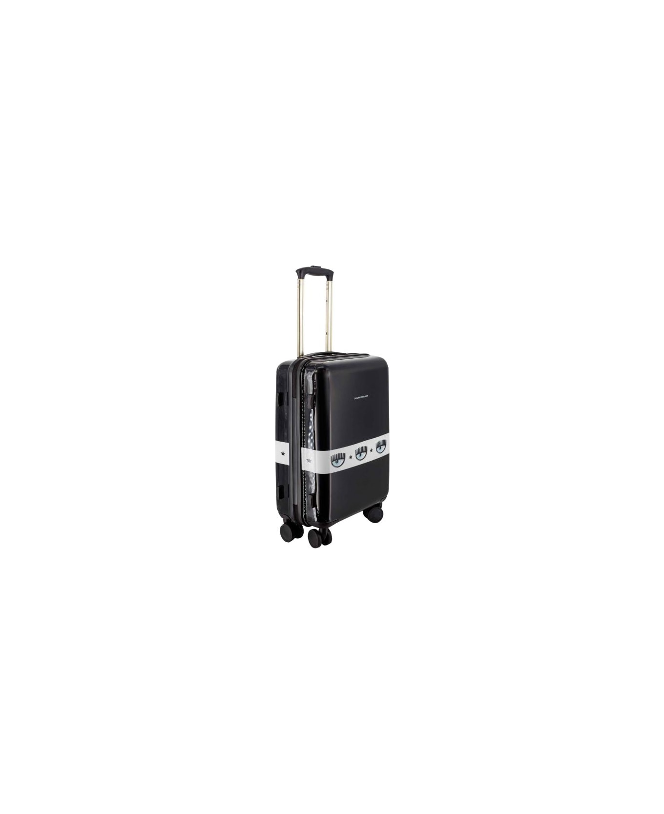 Chiara Ferragni Logomania-stripe Four-wheels Suitcase - Black