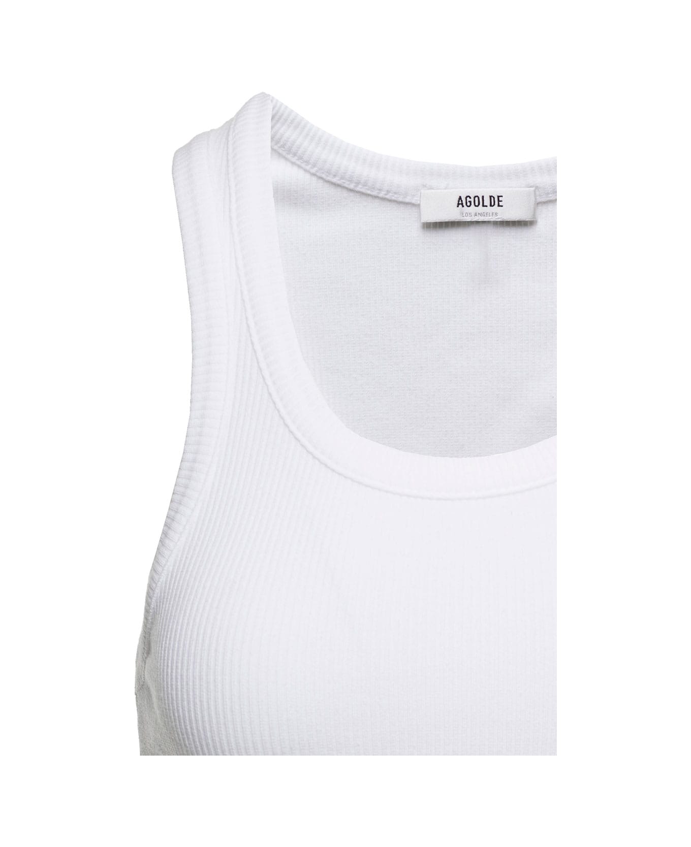 AGOLDE White Ribbed Tank Top With U Neckline In Cotton Blend Woman - White
