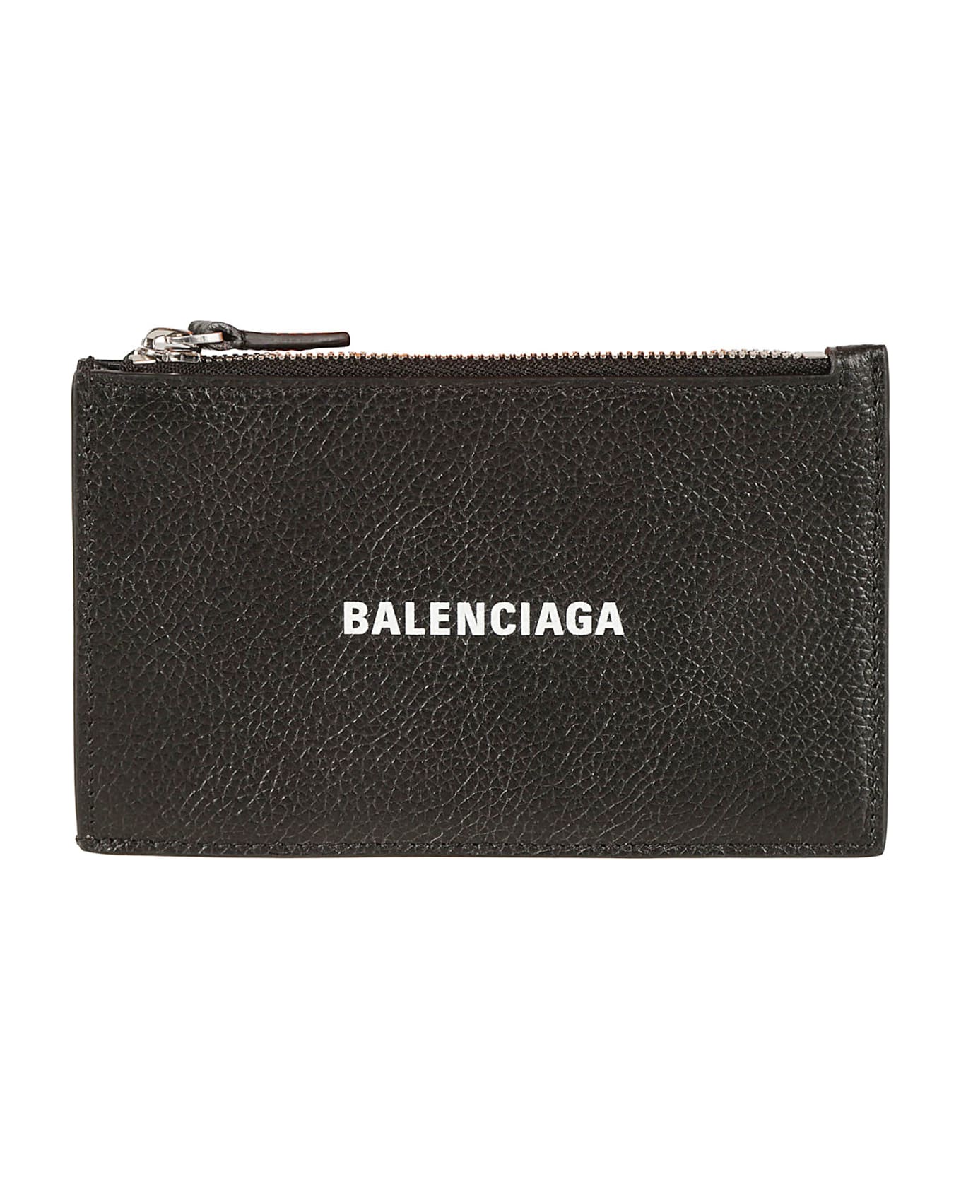 Balenciaga Top Zip Logo Card Holder - Black/White