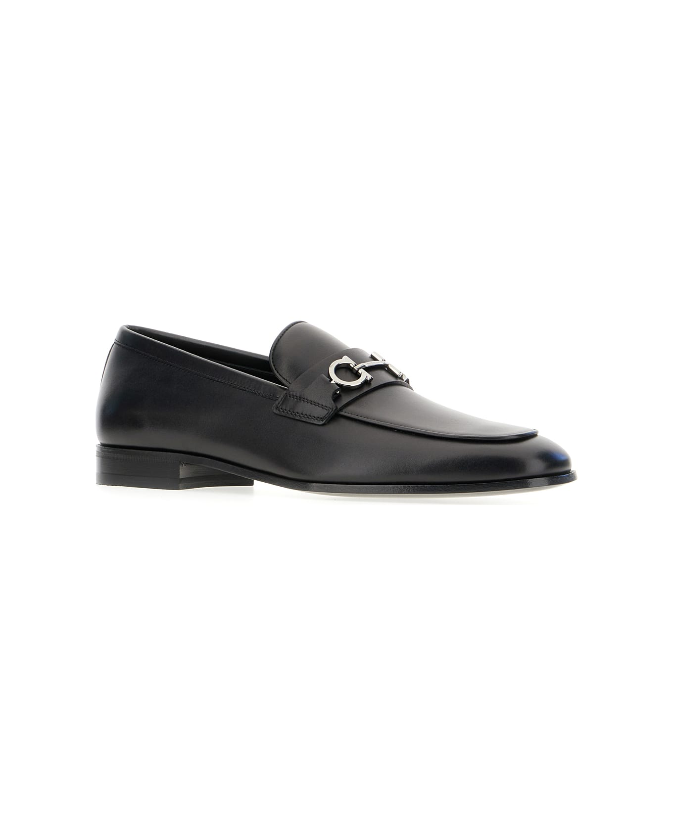 Ferragamo Black Leather Balty Loafers - Nero