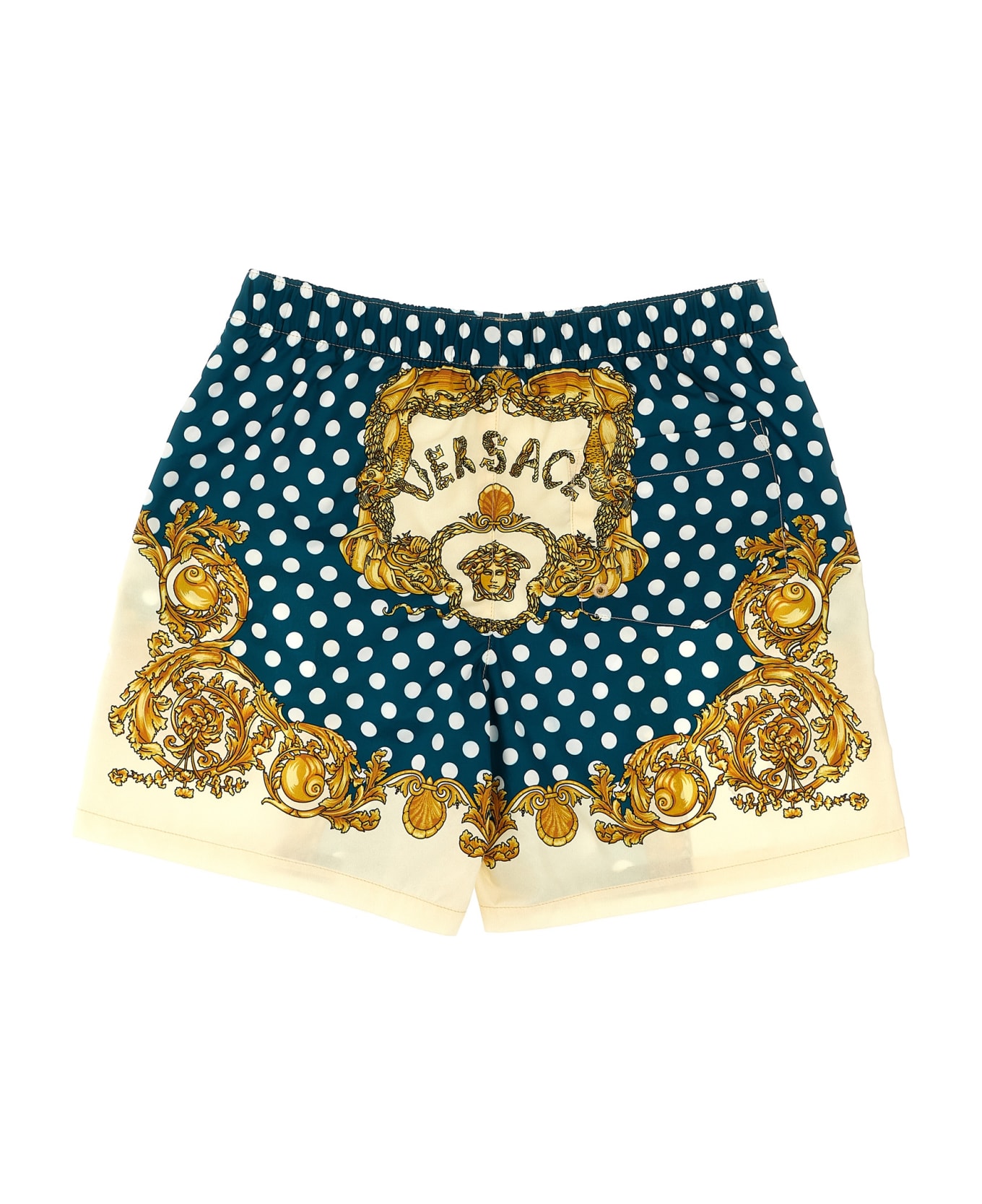 Versace 'seashell Baroque Polka Dot Kids' Capsule Swimsuit - Multicolor