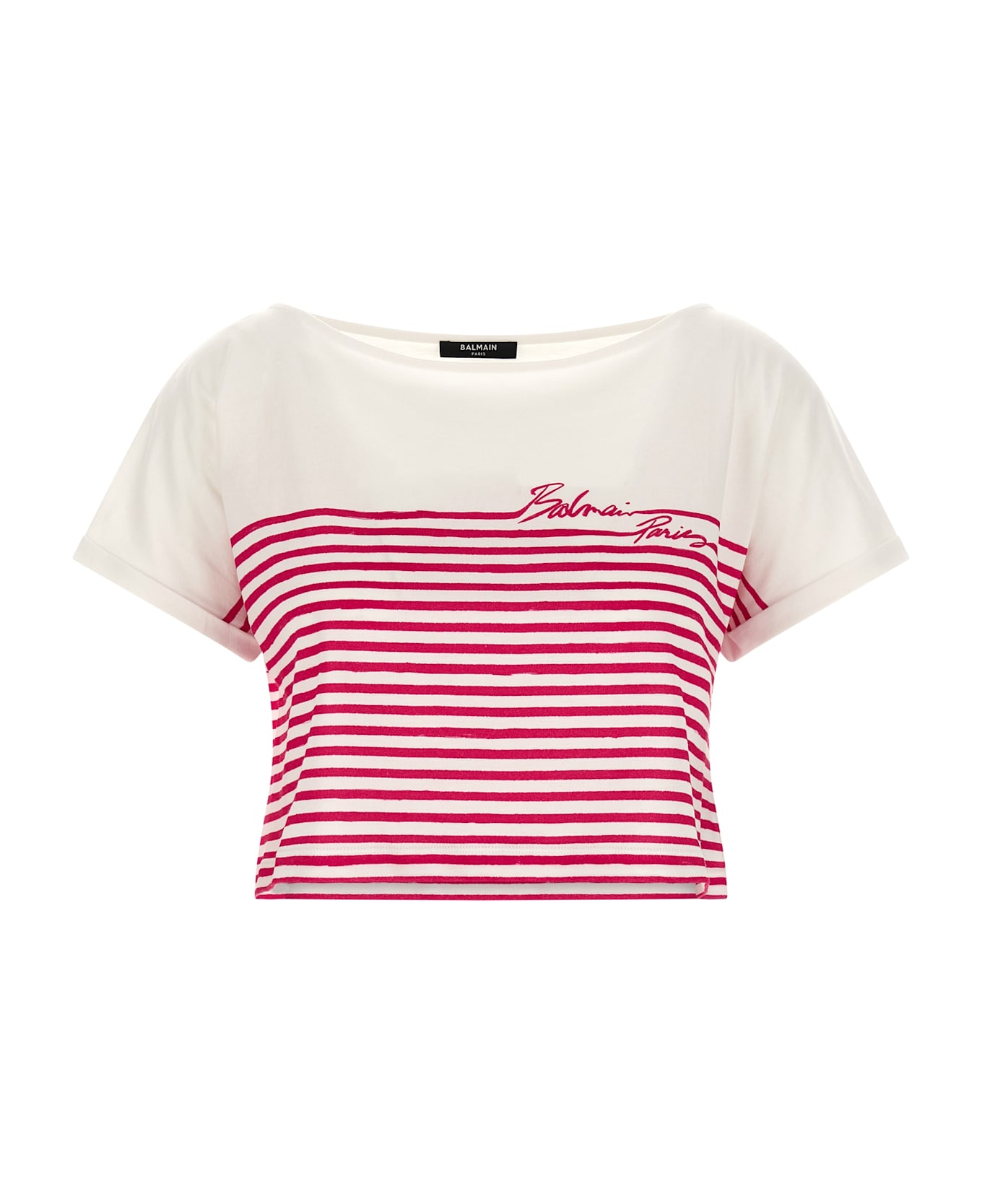 Balmain 'marinière' T-shirt - Fuchsia