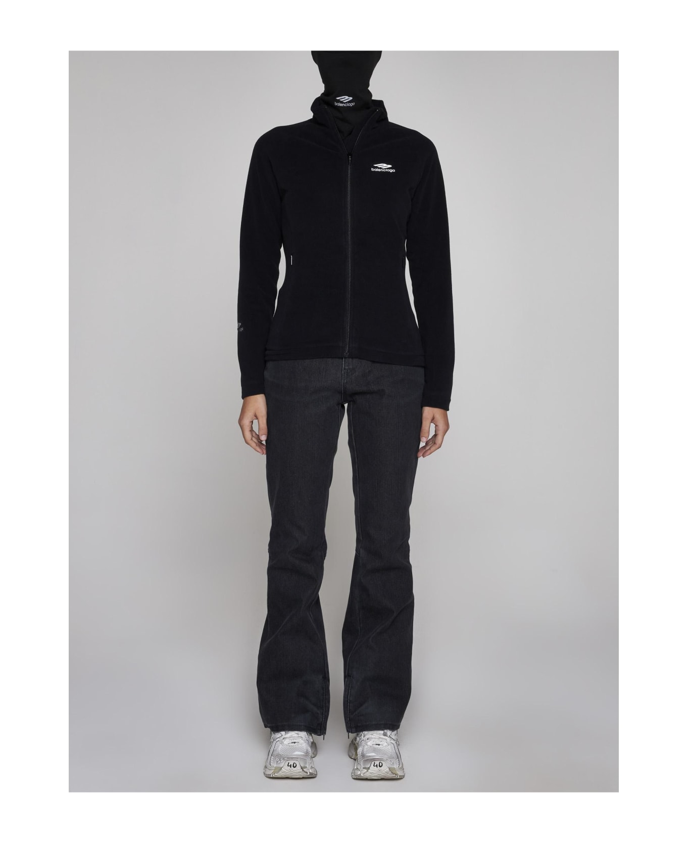 Balenciaga Polar Fleece Zip-up Track Jacket - Black
