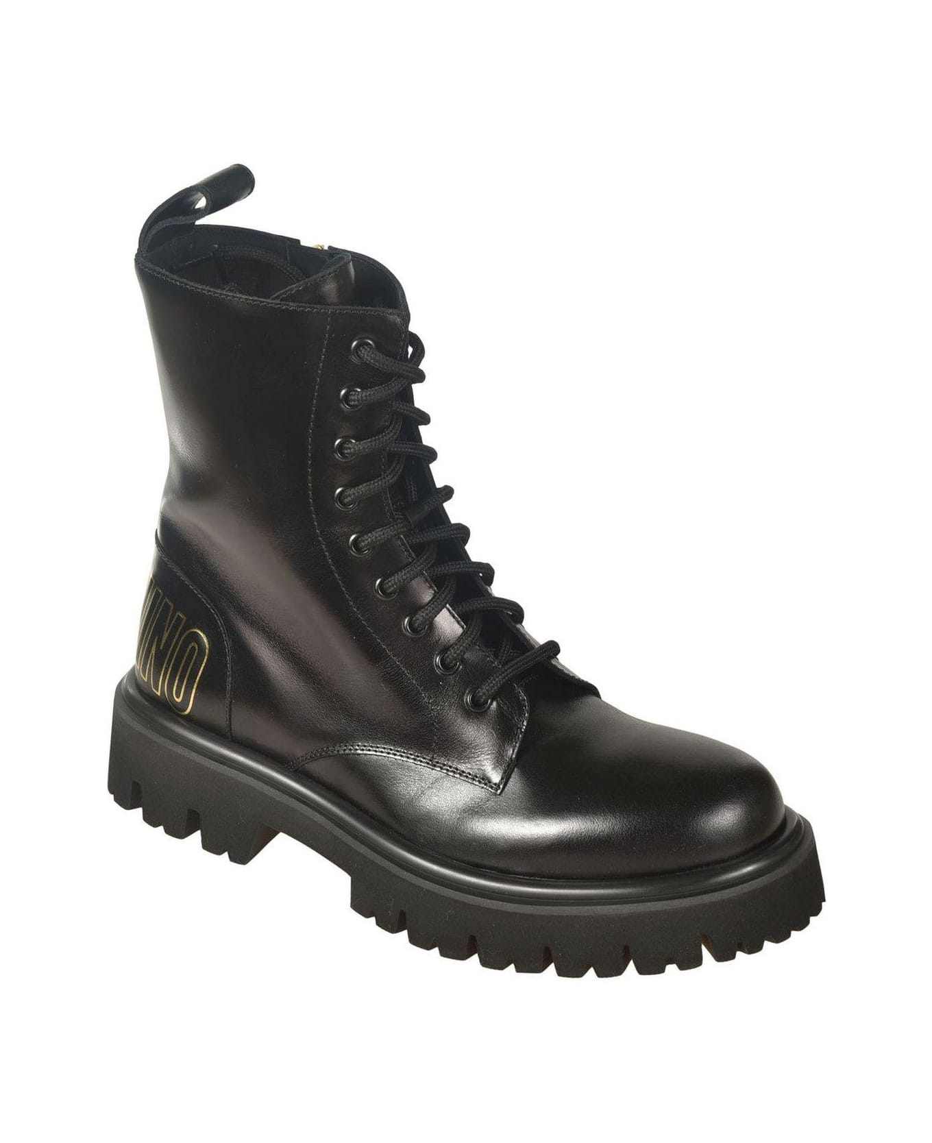 Moschino Logo-embossed Lace-up Boots - Nero