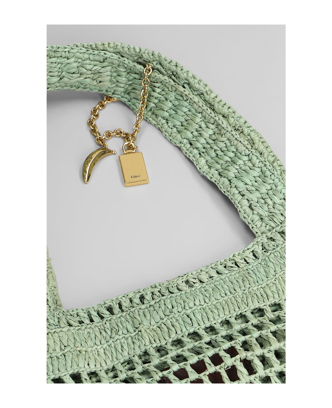 Chloé Summer Banana Tote In Green Raffia - green