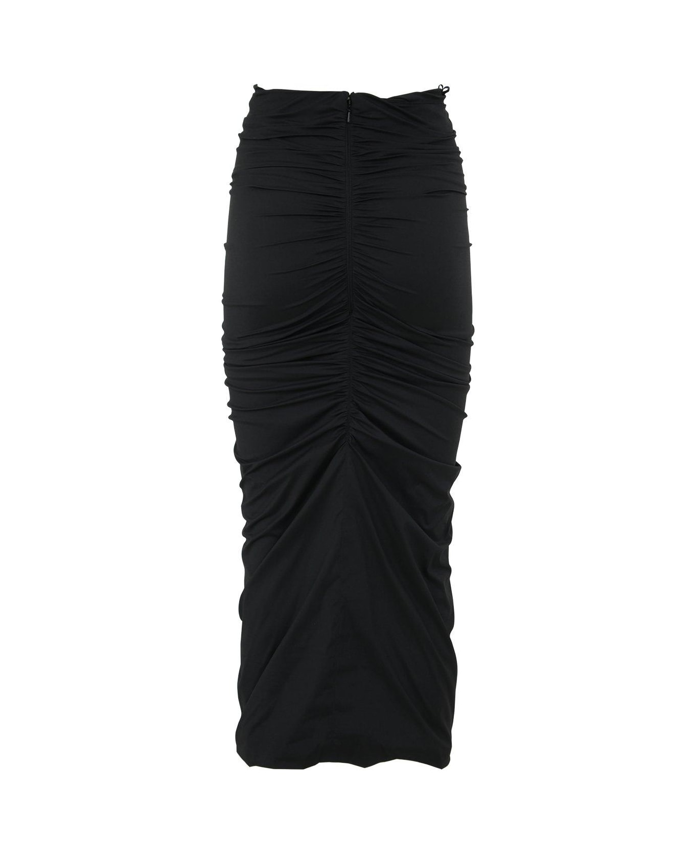 Philosophy di Lorenzo Serafini High Waist Gather Detailed Midi Skirt - Black