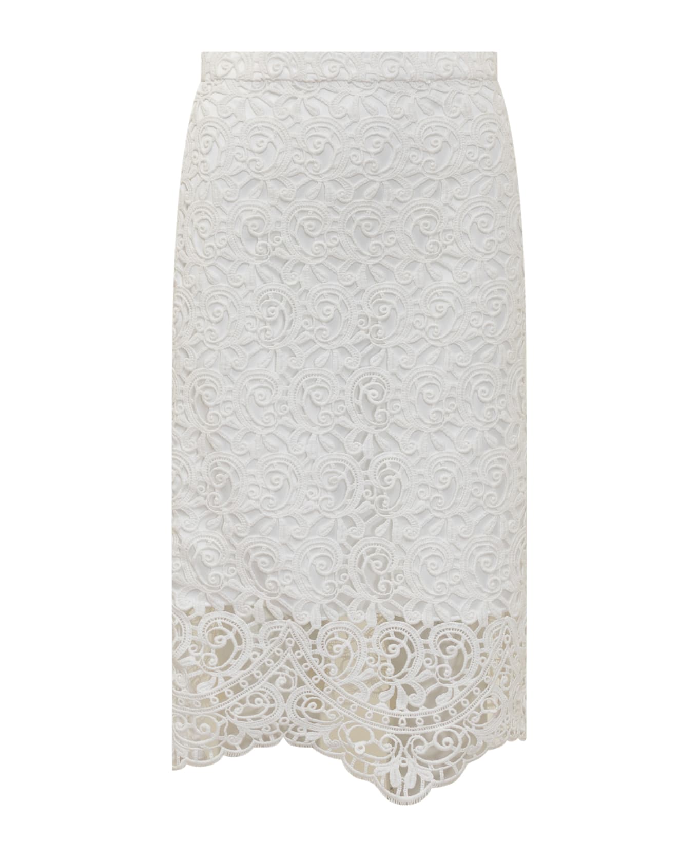 Burberry Macramé Lace Pencil Skirt - OPTIC WHITE