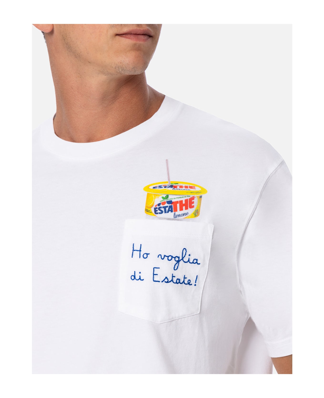 MC2 Saint Barth Man Cotton T-shirt Austin With Estathé Embroidery | Estathe
 Special Edition - WHITE