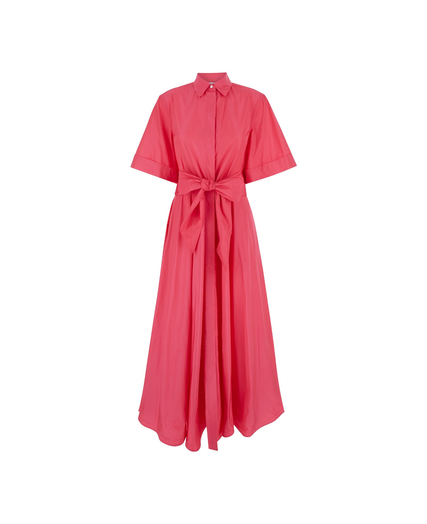 Sara Roka Pink Chemisier Long Dress In Techno Fabric Woman - Pink ワンピース＆ドレス