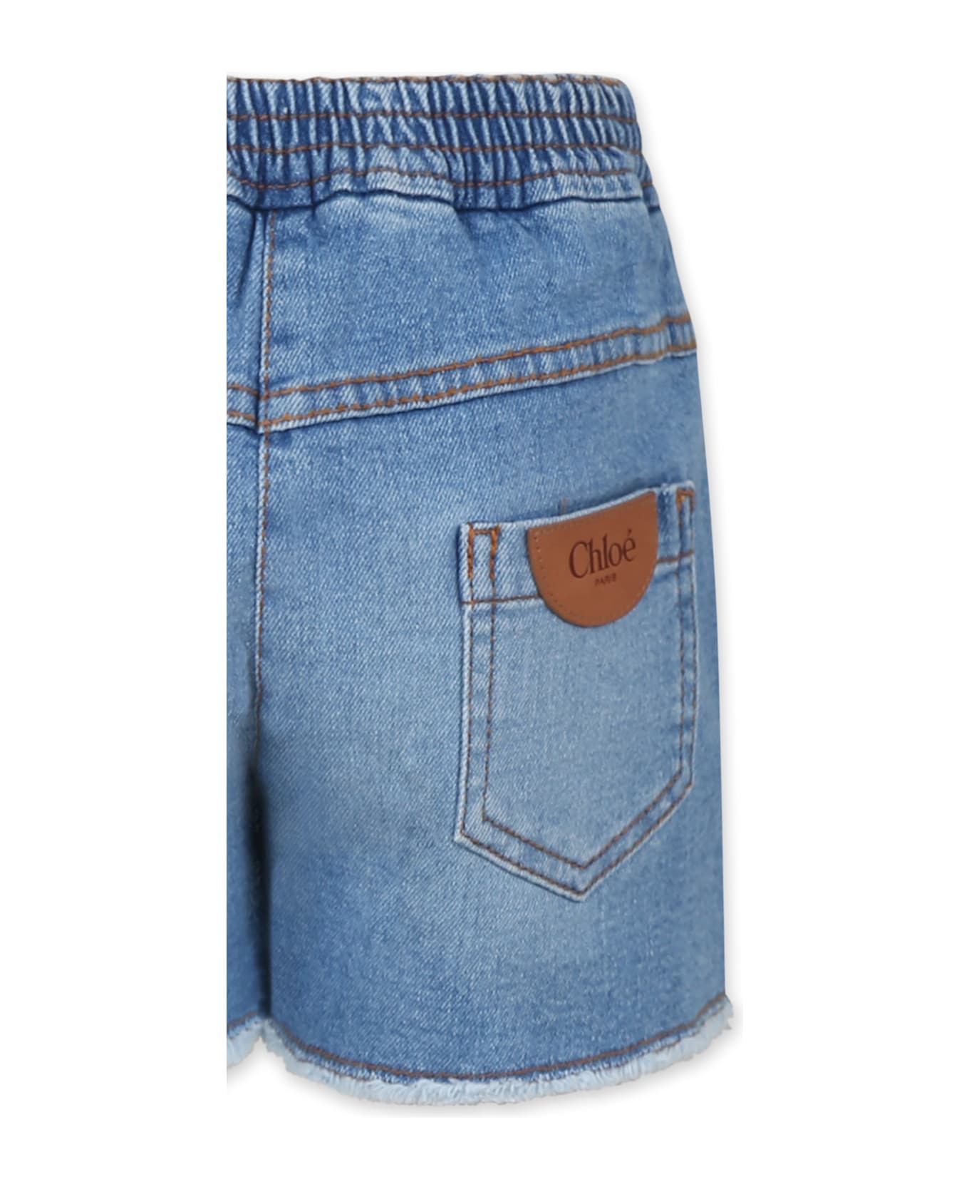 Chloé Denim Shorts For Girl With Logo - Denim