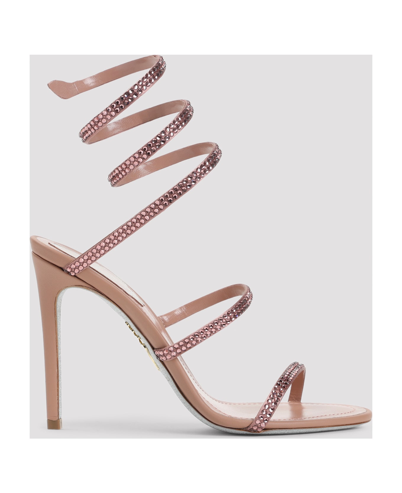 René Caovilla Snake Sandals - Phard Satin Blush Rose Strass