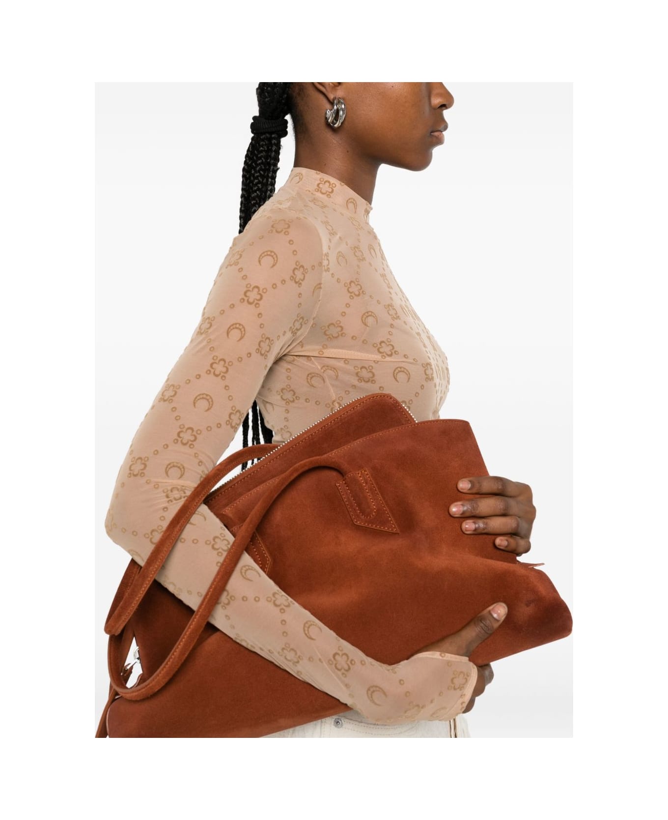 Marine Serre Monogram High-neck Top - Camel