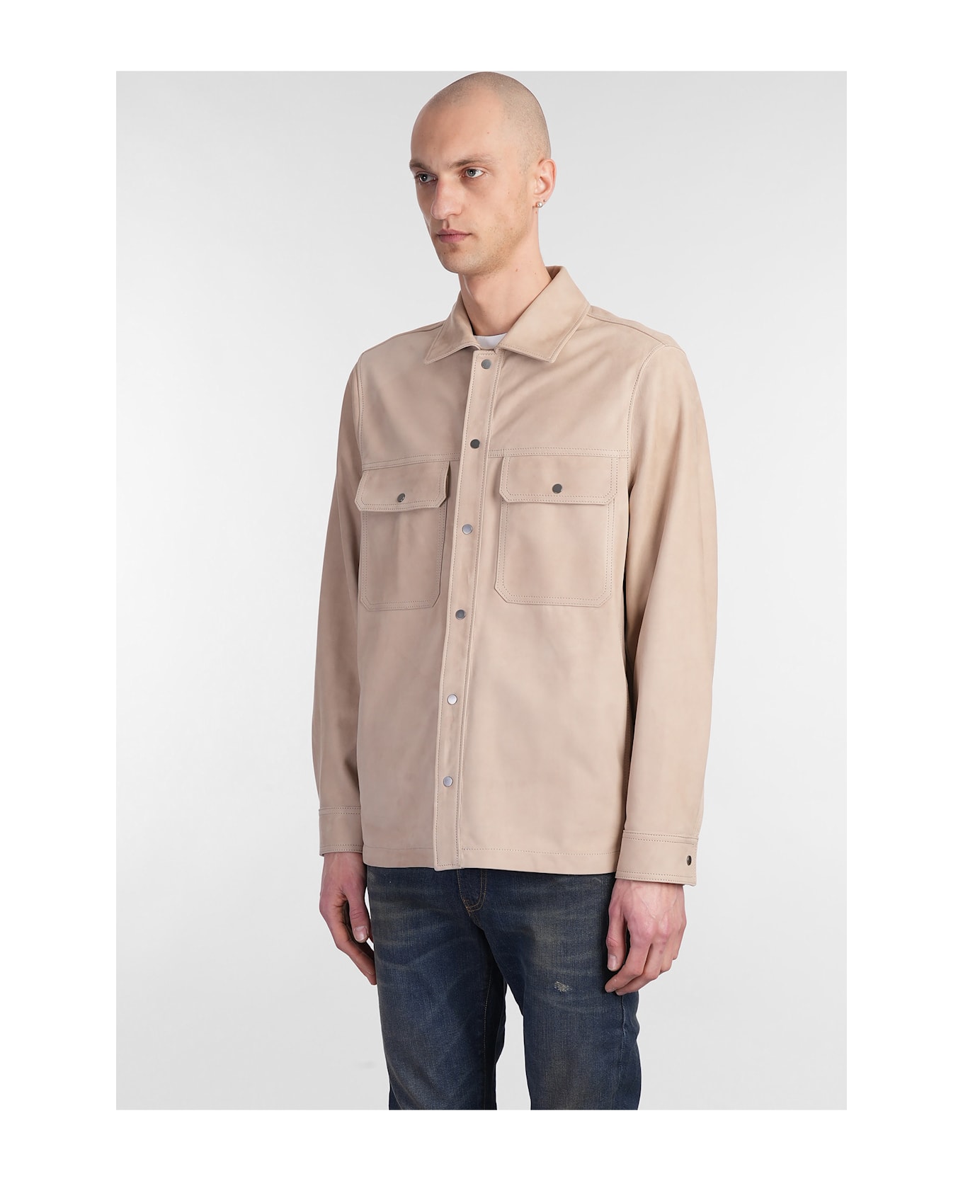 Salvatore Santoro Leather Jacket In Beige Leather - beige