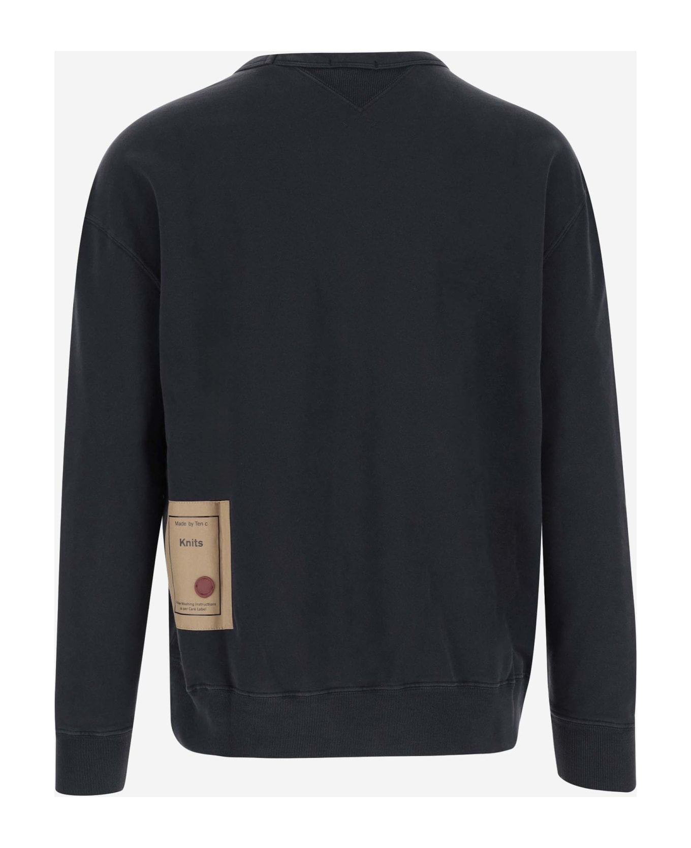 Ten C Cotton Sweatshirt With Appliqué - Black フリース