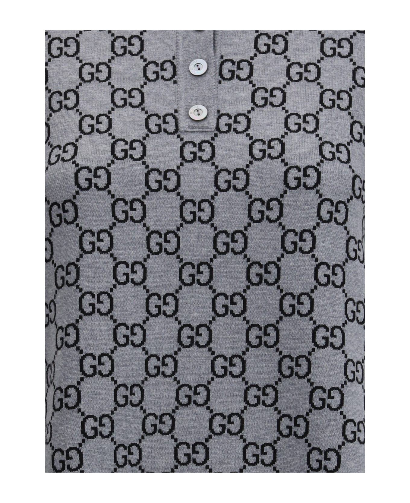 Gucci Gg Supreme Polo Dress - Grey