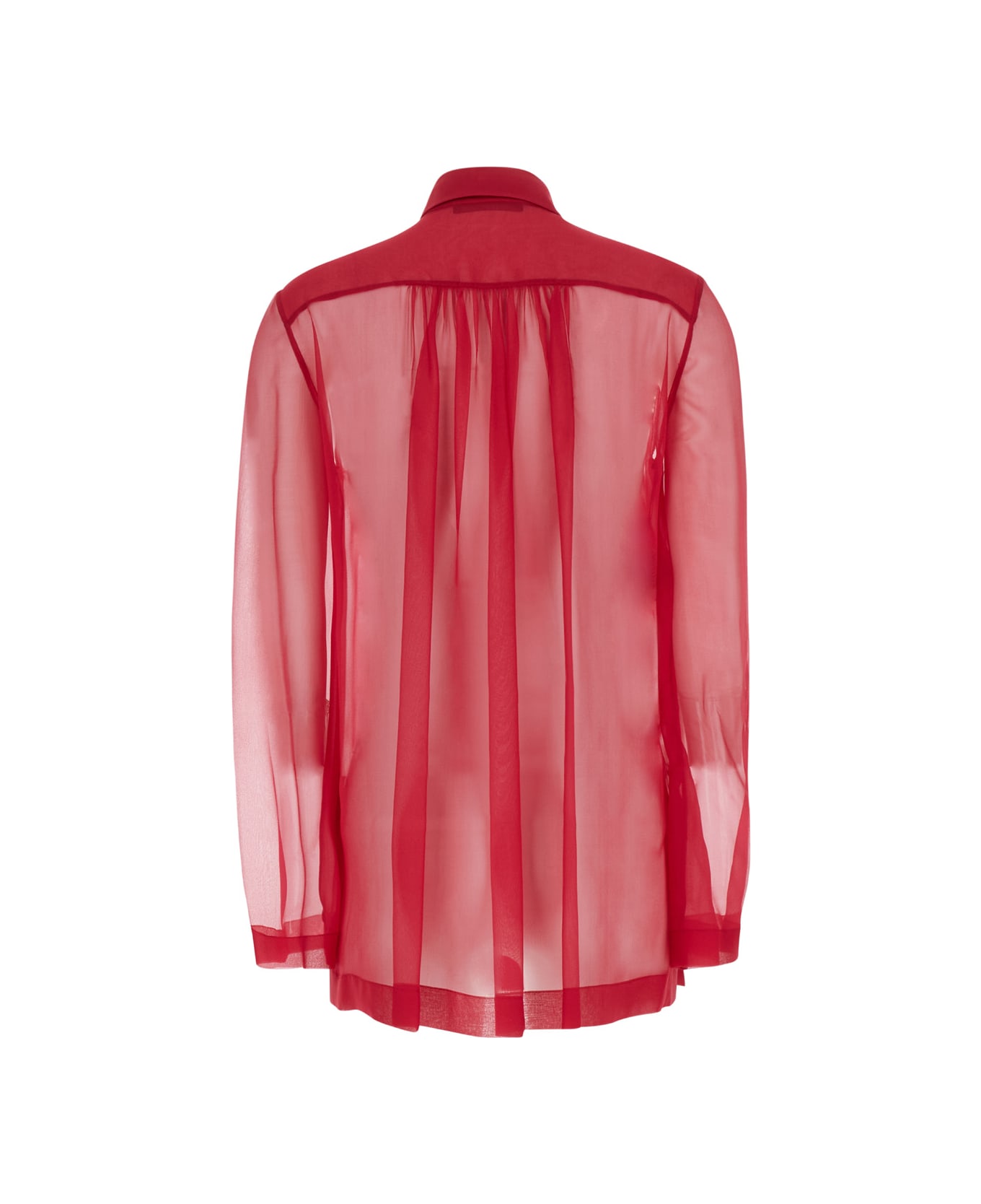 Alberta Ferretti Red Shirt With Pointed Collar In Chiffon Woman - Pink
