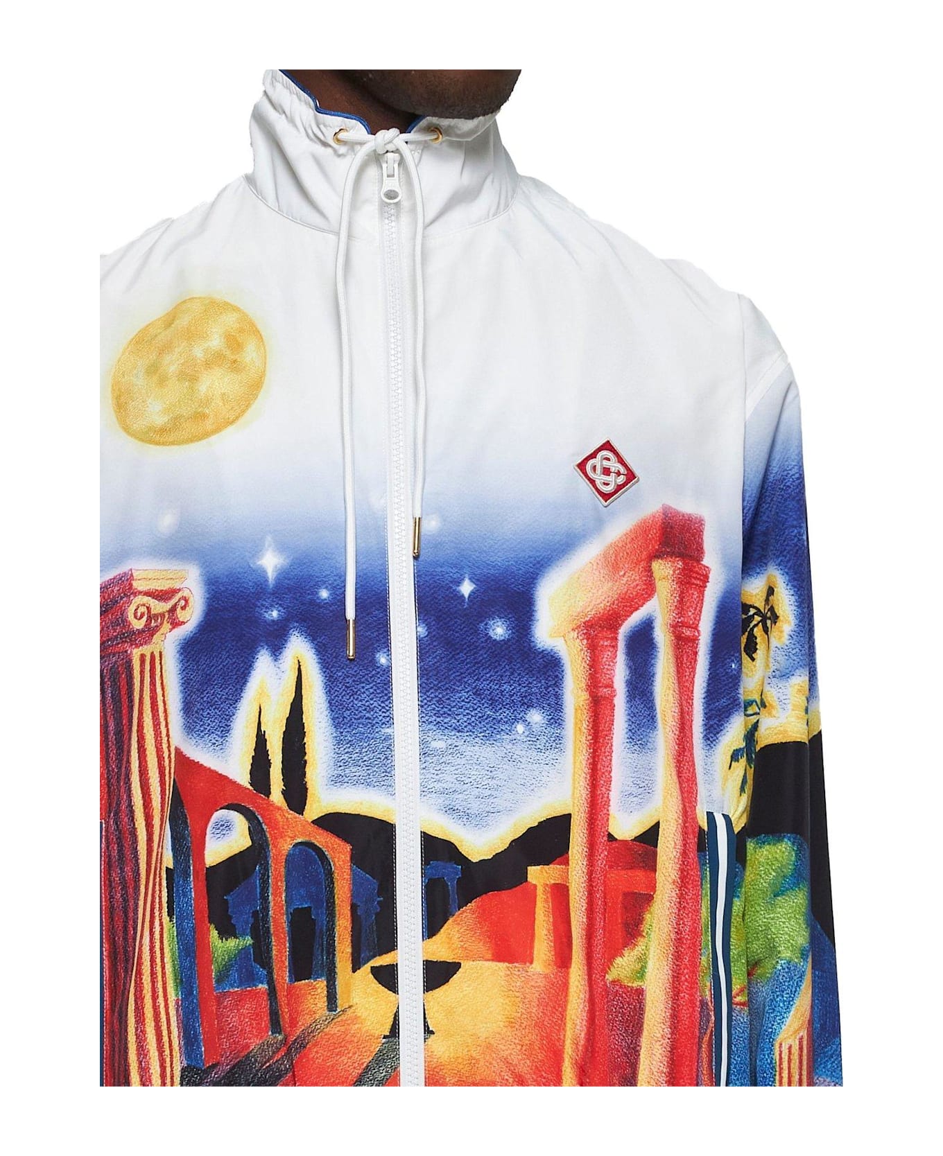 Casablanca Graphic Printed Zipped Jacket - White