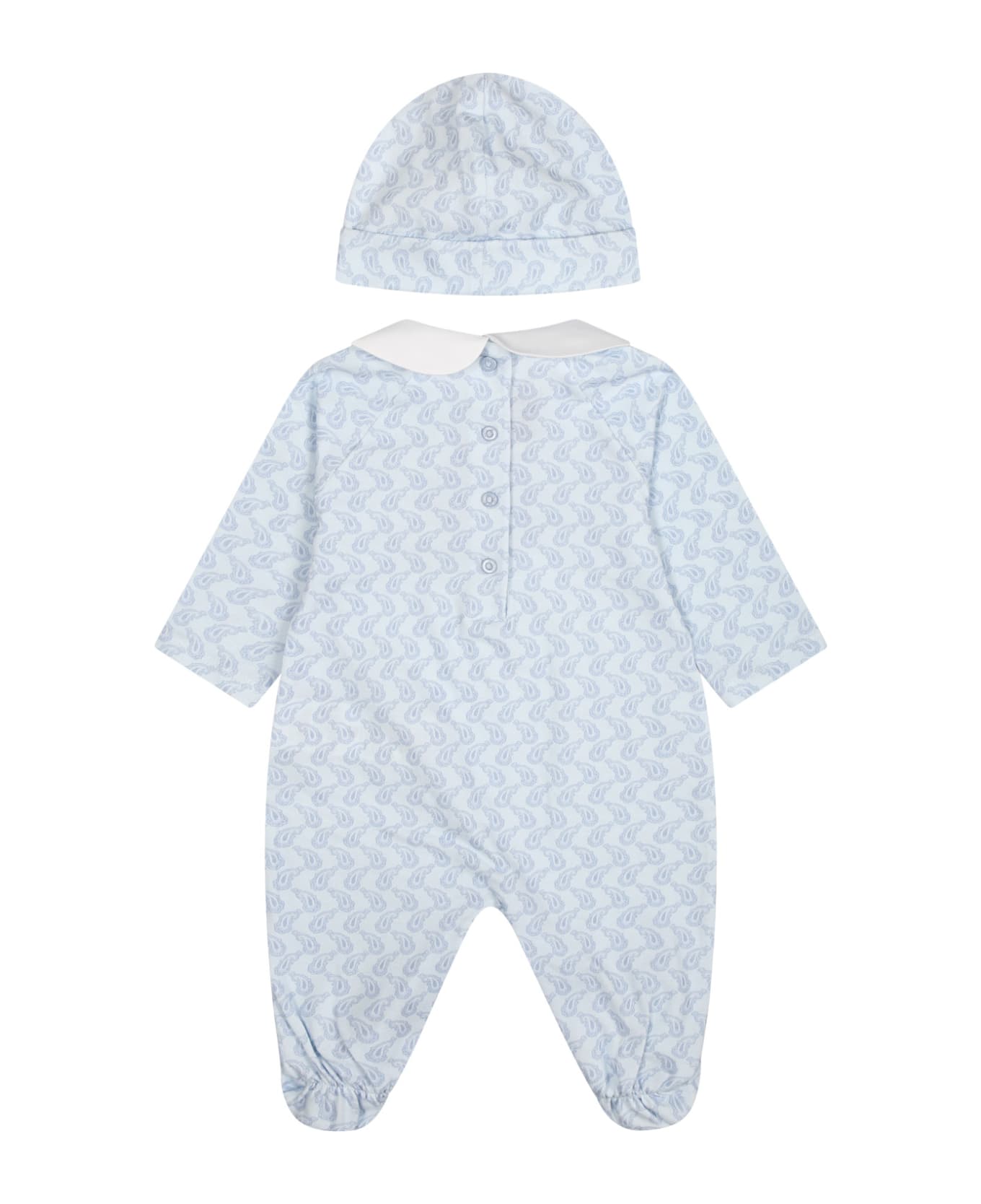 Etro Light Blue Set For Baby Boy With Logo - Light Blue