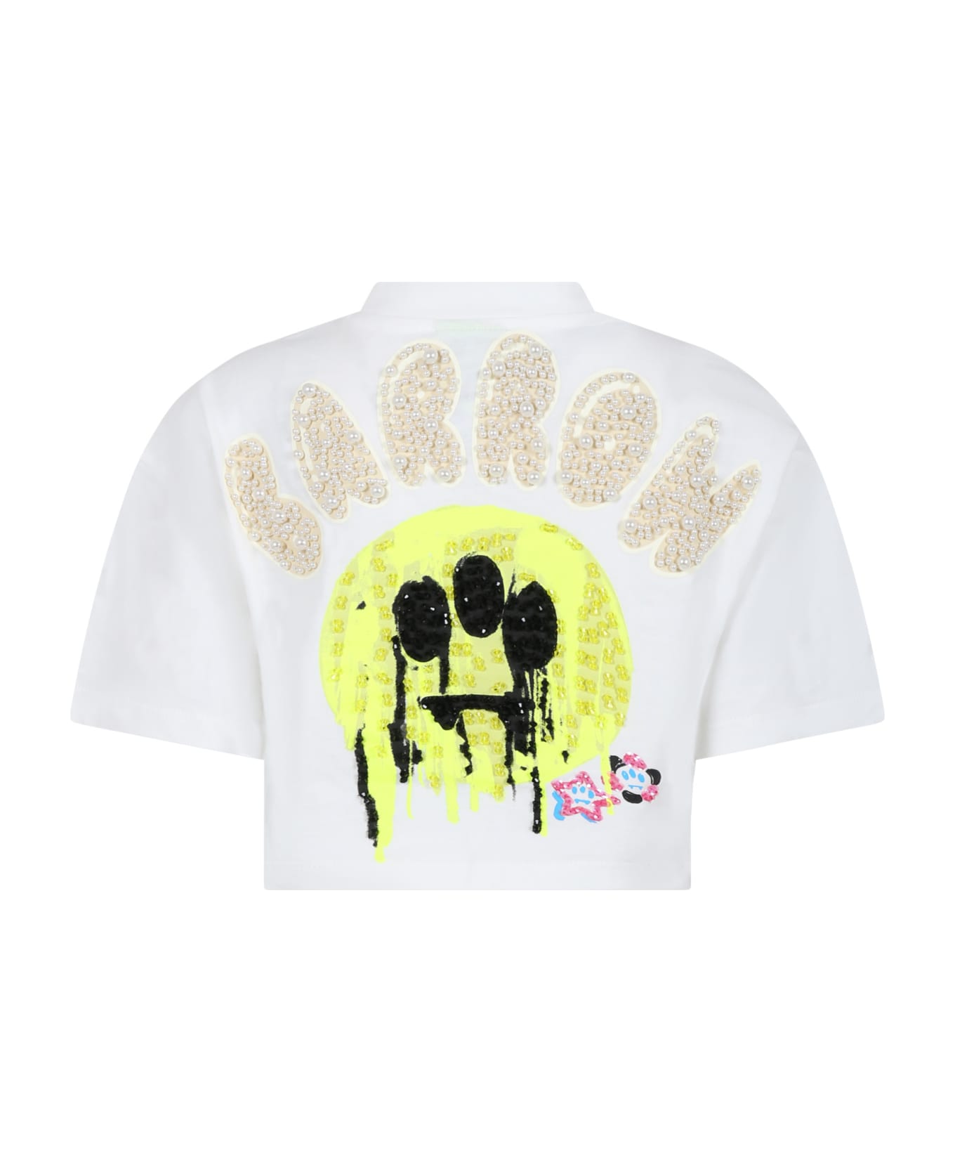 Barrow White T-shirt For Girl With Smiley Face - Off white